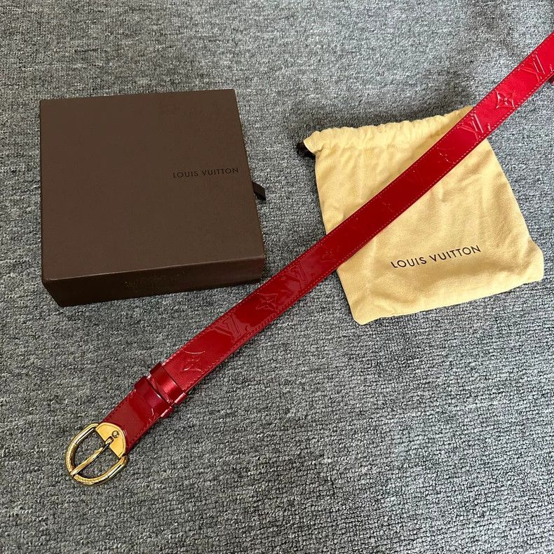 Louis Vuitton Louis Vuitton Patent leather red logo ladies belt belt Size ONE SIZE - 8 Thumbnail