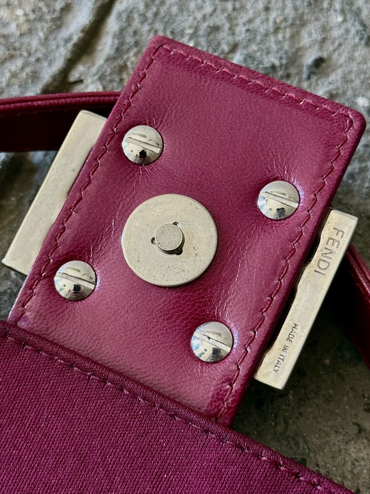Fendi - 2000’s - Classic Baguette - Raspberry Neoprene Bag