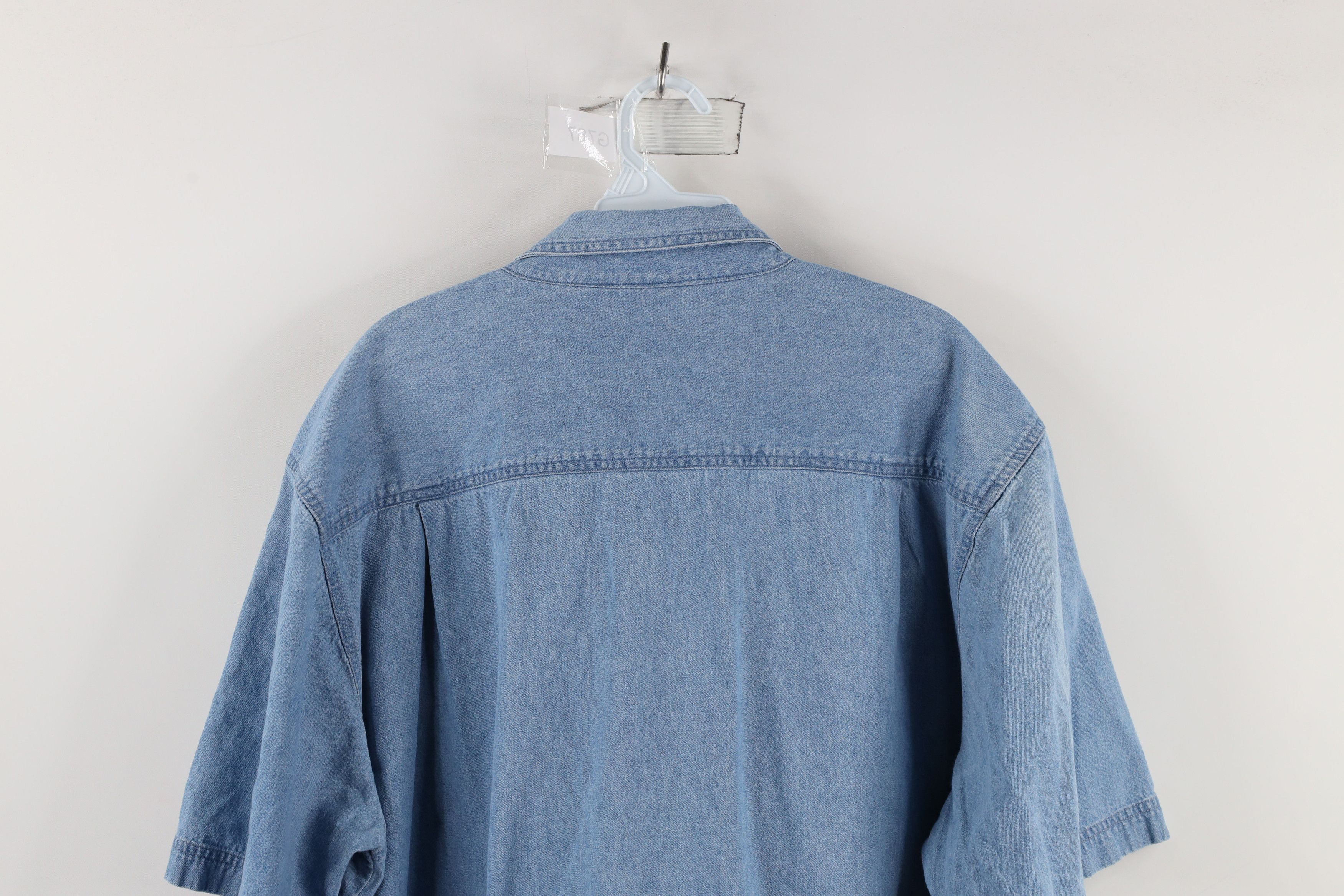 Vintage Vintage 90s Streetwear Short Sleeve Denim Jean Button Shirt Size US XXL / EU 58 / 5 - 11 Thumbnail
