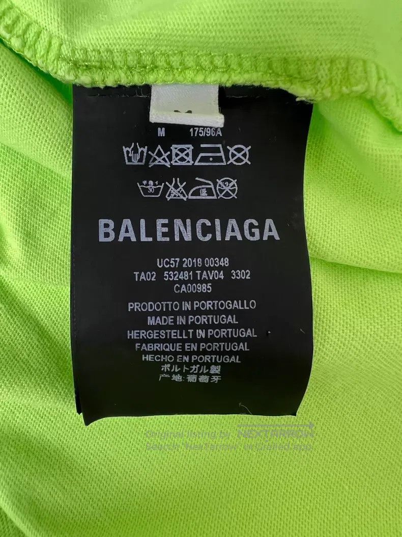 Balenciaga Balenciaga Neon Green Embroidered Logo Short Sleeve T-Shir Size US M / EU 48-50 / 2 - 7 Thumbnail
