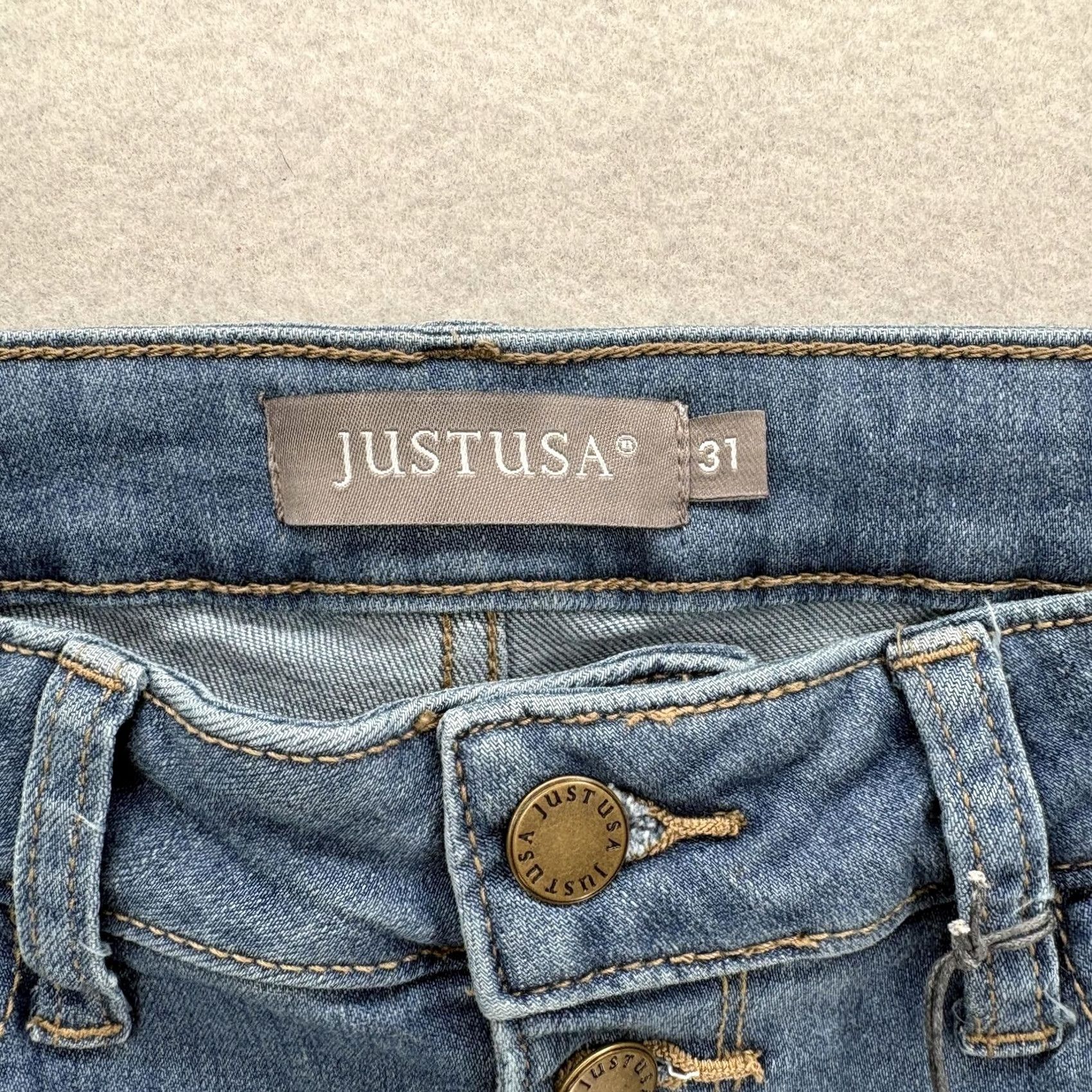 Vintage Just USA Jeans Skinny Womens 31 Blue Medium Wash High Rise Stretch Button NWT Size 24" / US 00 / IT 34 - 4 Thumbnail