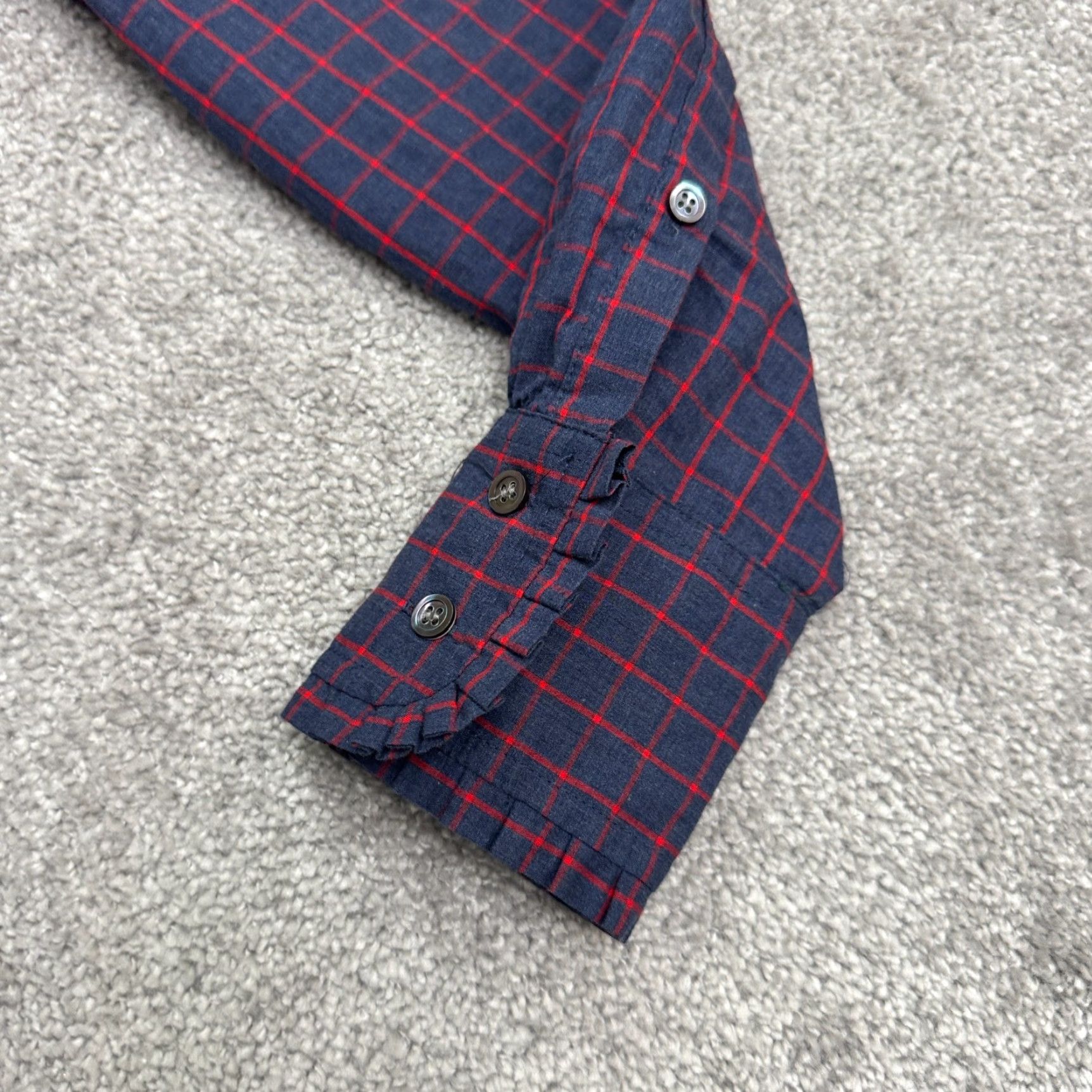 J.Crew J.Crew Button Ruffle Popover Blouse Womens S Red Blue Plaid Long Sleeve Cotton Casual Preppy Size S / US 4 / IT 40 - 5 Thumbnail