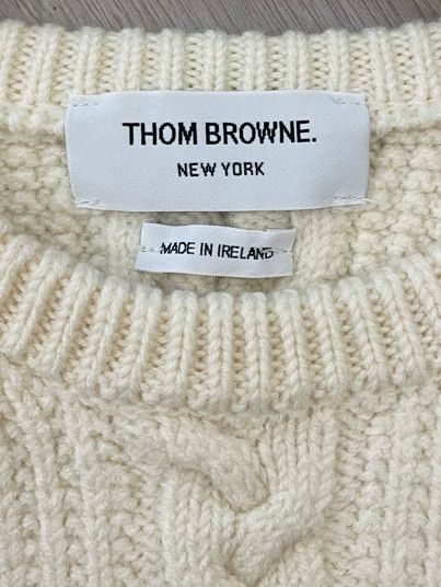 Thom Browne Thom browne Beige hem color stripe short round-neck wool sw Size US M / EU 48-50 / 2 - 5 Thumbnail