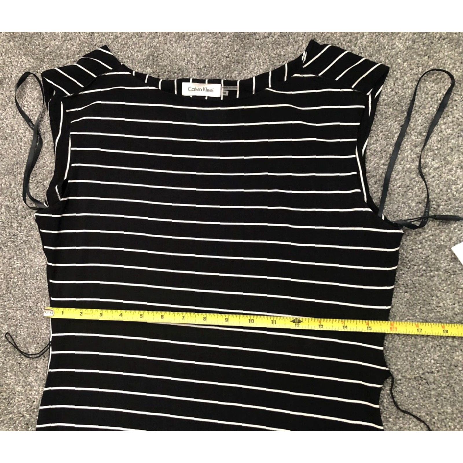 Calvin Klein Calvin Klein Dress Women 10 Striped Sleeveless Knee Length Black White Pullover Buttonless NWT Vintage? Wait. Size L / US 10 / IT 46 - 4 Thumbnail