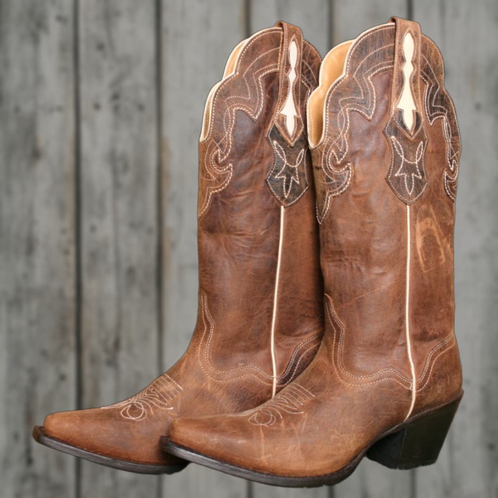 Vintage VINTAGE J.B. DILLON Brown Goat Leather 13" Tall Western Cowgirl Boots Sz. 7.5 B Women Boots Size US 8 / IT 38 - 1 Thumbnail