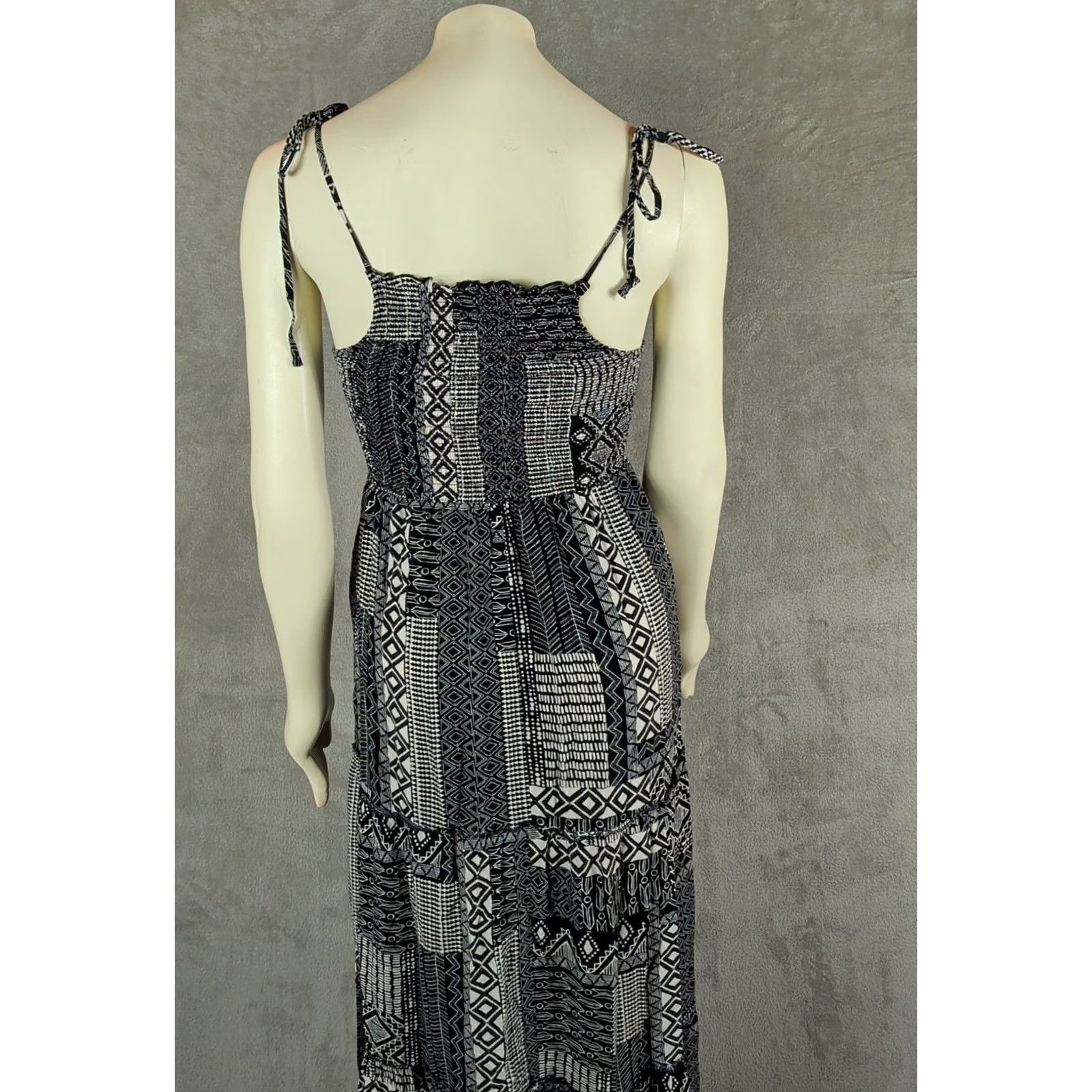 Vintage Wild Fable Maxi Dress Boho Festival Hippie Indie Smocked Patchwork Print Tiered Long sz S Womens Black Size S / US 4 / IT 40 - 6 Thumbnail