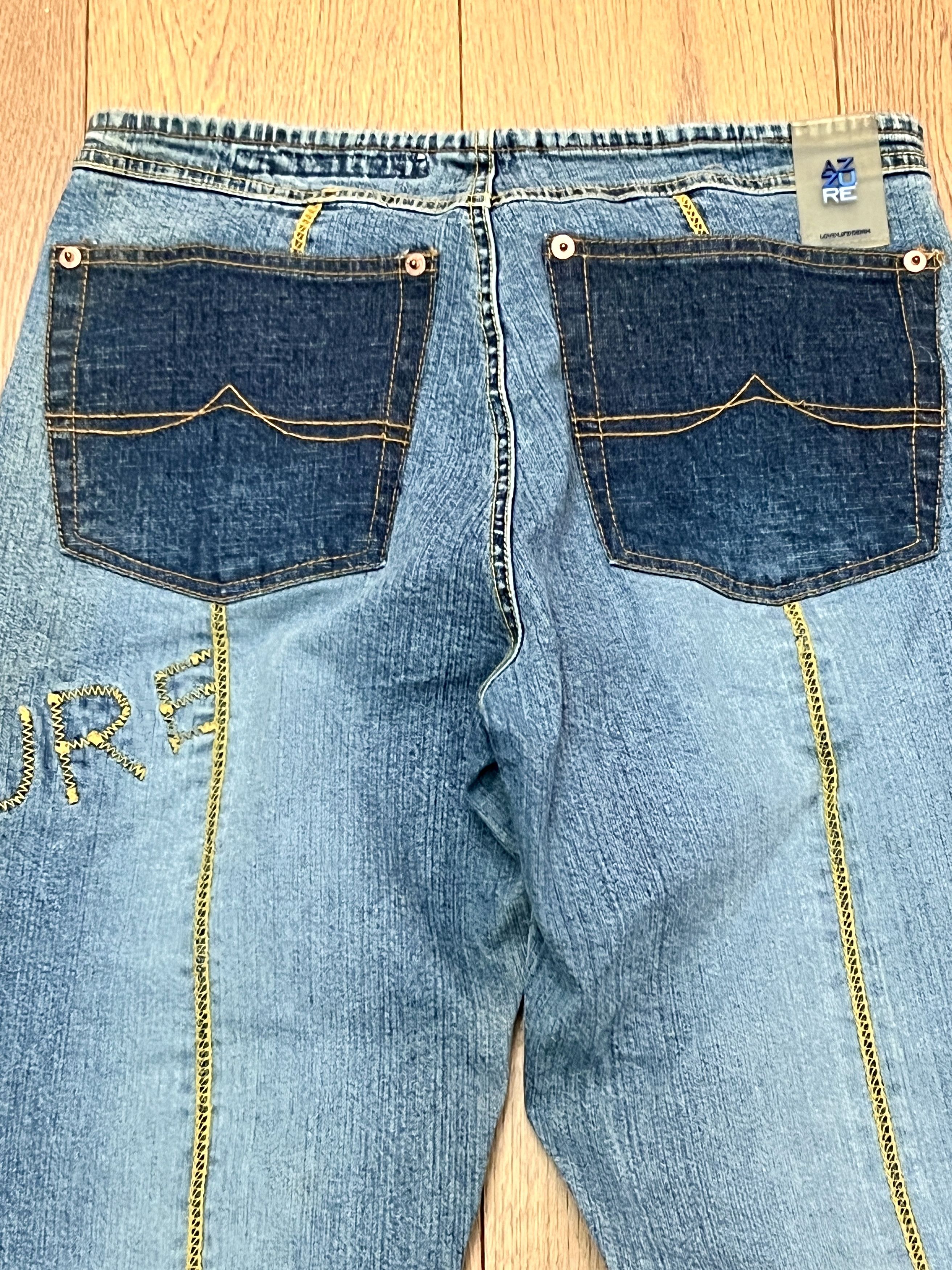Vintage Azzure Denim Love Life Embroidered Y2K Jeans Size 31 Size 31" - 12 Thumbnail