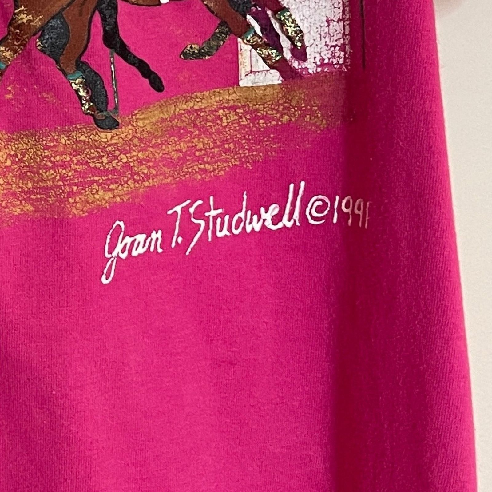 Anvil Kentucky Derby VTG 90s Joan Studwell Horse Race Tee Shirt Size L / US 10 / IT 46 - 5 Thumbnail