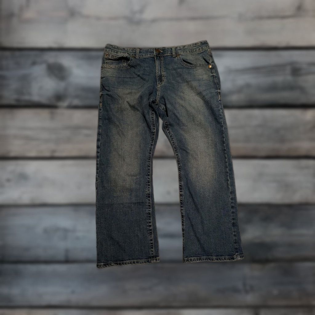 Wrangler VINTAGE Rock 47 Denim Wrangler Jeans Mens 38x30 Blue Slim Boot Medium Wash Wiskering Size US 38 / EU 54 - 1 Thumbnail