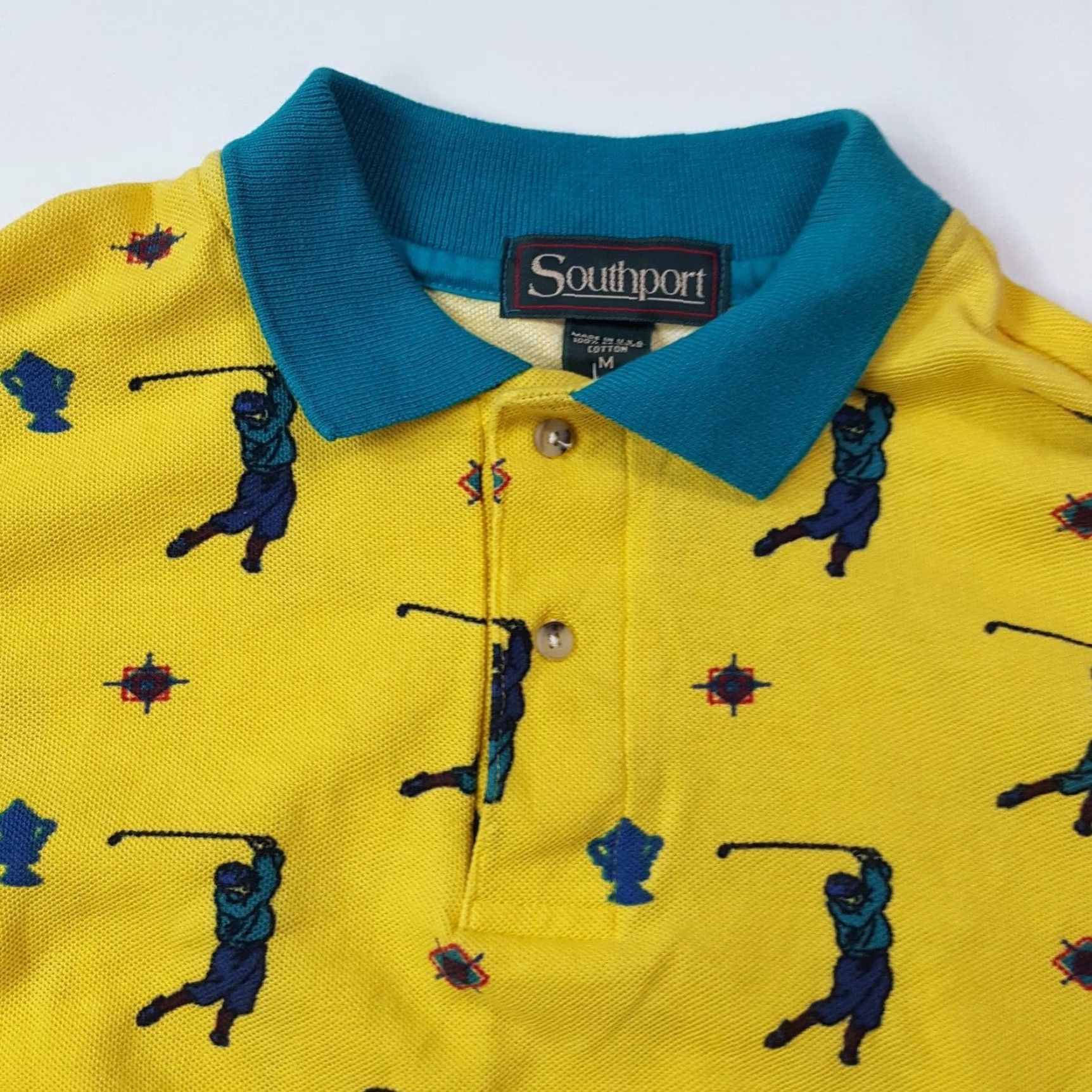 Vintage VINTAGE Southport Polo Shirt Mens M Yellow Golf PGA USA Made 90s Casual Short Sleeve Button-Up Polo Shirt Size US M / EU 48-50 / 2 - 4 Thumbnail