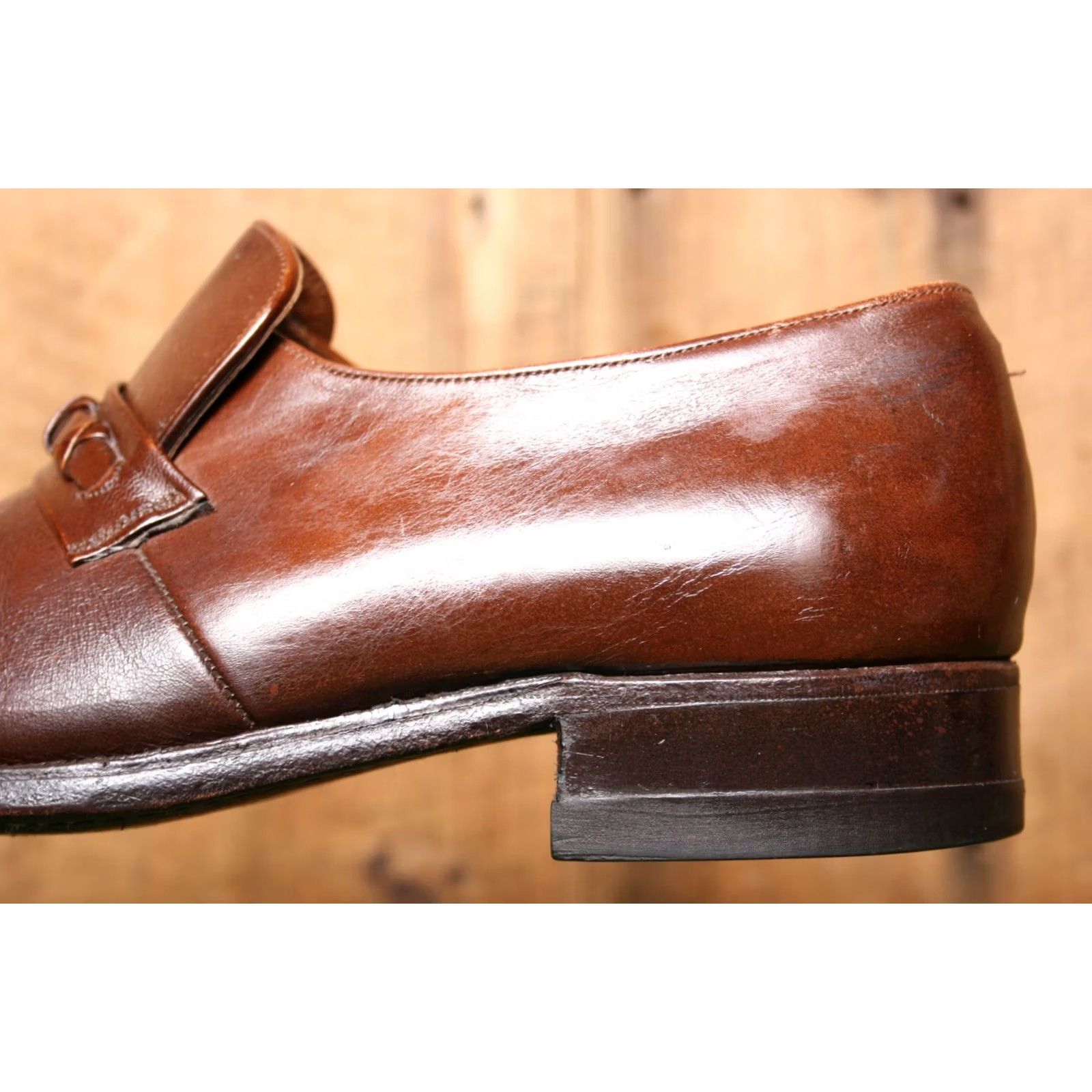 Florsheim VINTAGE Florsheim Brown Leather Loafers Mens Sz. 8E Dress Slip On Leather Upper 8 E Brown Loafer Mens Shoes Vintage 80s Size US 8 / EU 41 - 7 Thumbnail