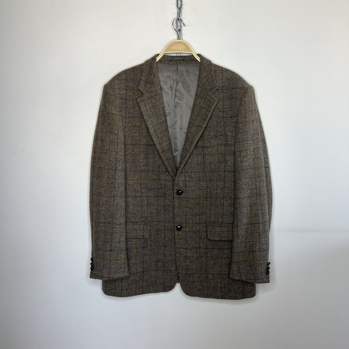 Harris Tweed Vtg Harris Tweed Brown Beige Coat WOOL Jacket Blazer 44 R Size 44R - 1 Thumbnail