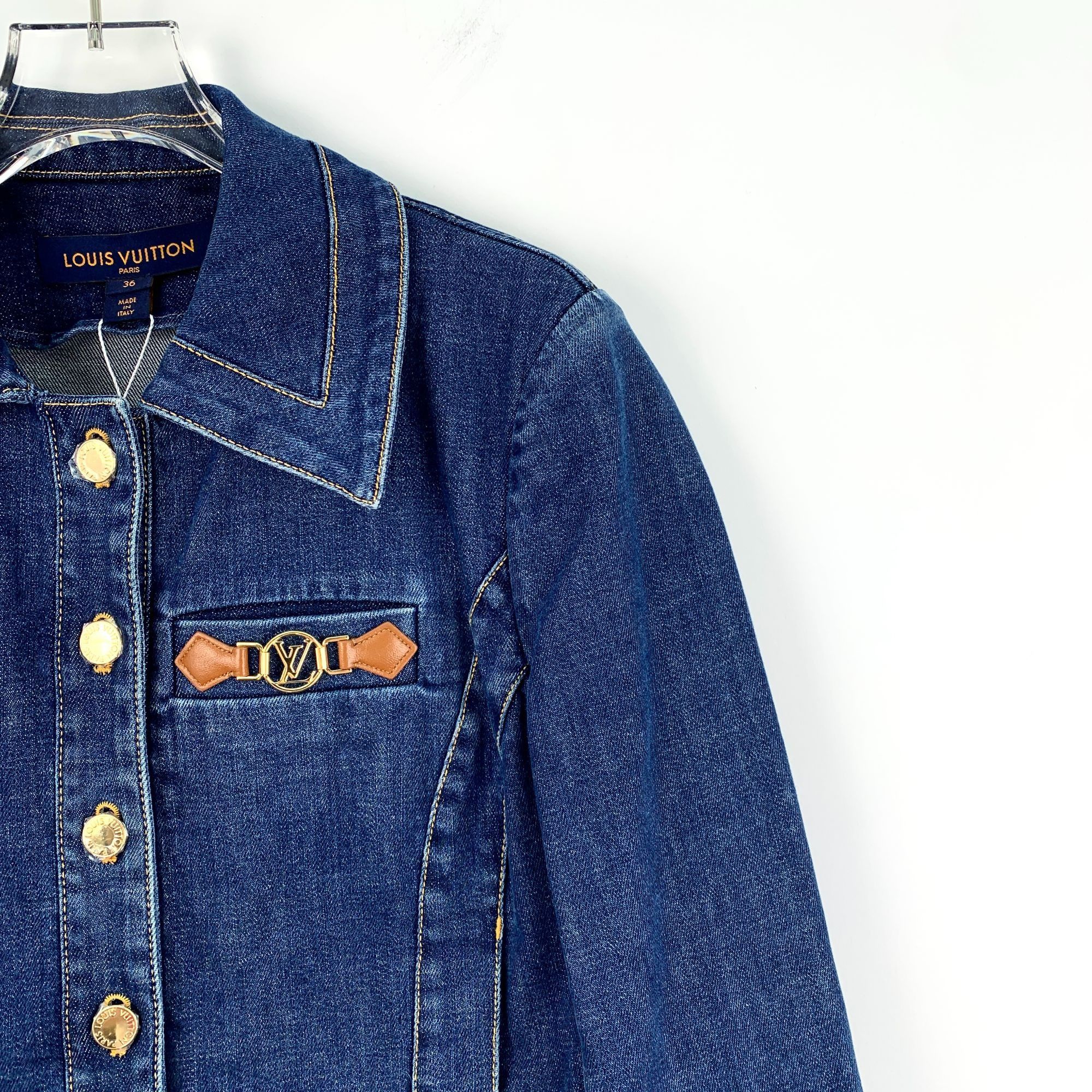 Louis Vuitton Louis Vuitton Womens Dark Blue Denim Jacket W/ Gold Button & Size XS / US 0-2 / IT 36-38 - 7 Thumbnail