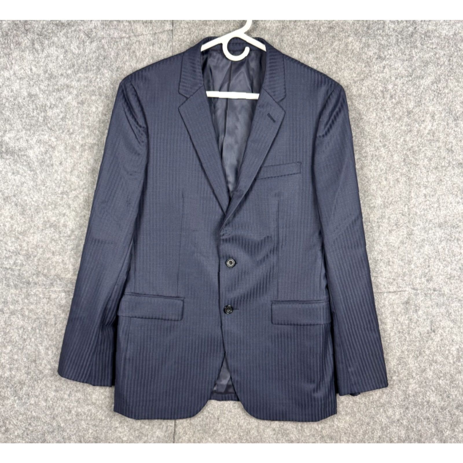 Vintage Takeo Kikuchi Blazer Jacket Men XL Blue Striped Wool Blend 2-Button Japan Size 46R - 2 Thumbnail