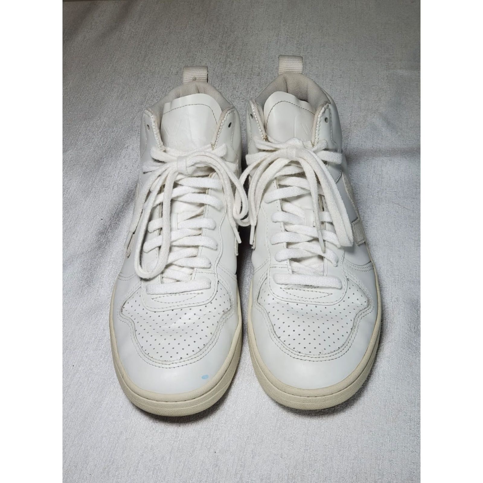 Veja VEJA V-15 High-Top Lace-Up Sneakers Triple White Leather Women's US 10 Shoes Size US 8 / IT 38 - 7 Thumbnail