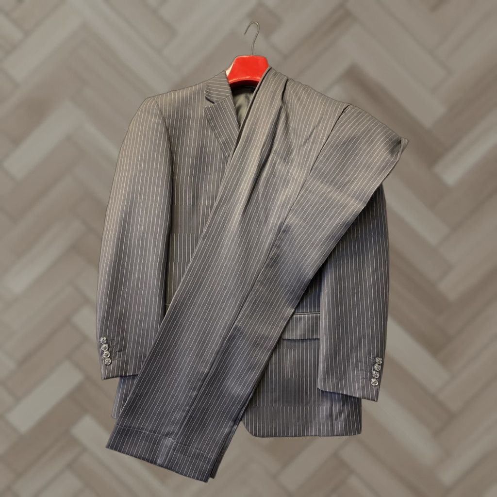 Vintage Giorgio Cosani 3 Piece Suit Wool Gray Striped Size 38R Regular Fit Mens 90s Size 38R - 1 Thumbnail