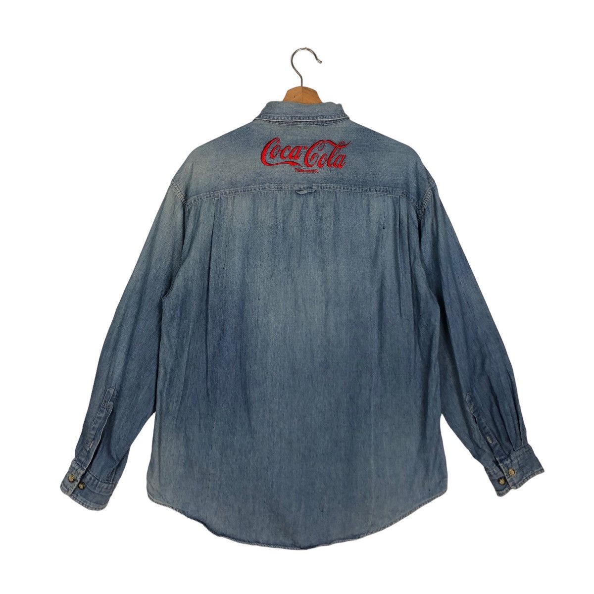 Japanese Brand 🔥VINTAGE COCA COLA DENIM CHAMBREY JACKET Size US M / EU 48-50 / 2 - 7 Thumbnail