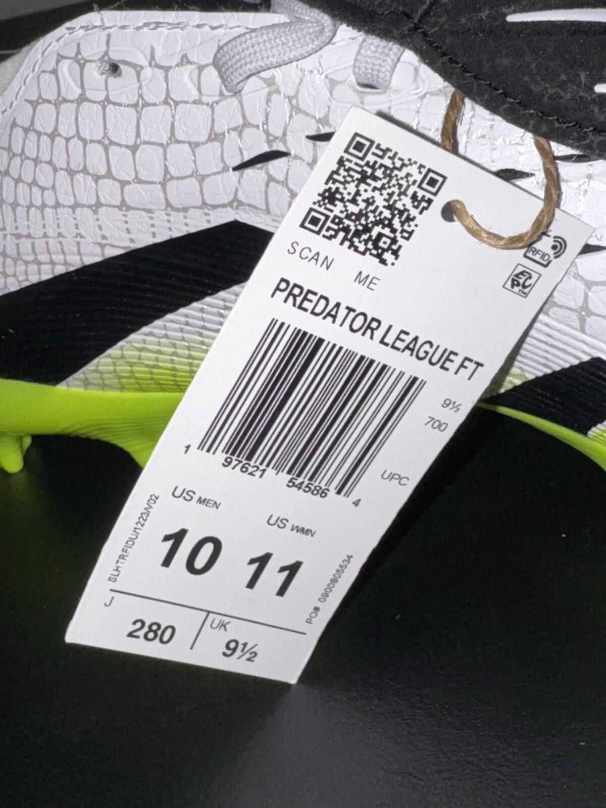Adidas Adidas Predator League Soccer Cleats White Black Lemon Men's Size ONE SIZE - 8 Thumbnail