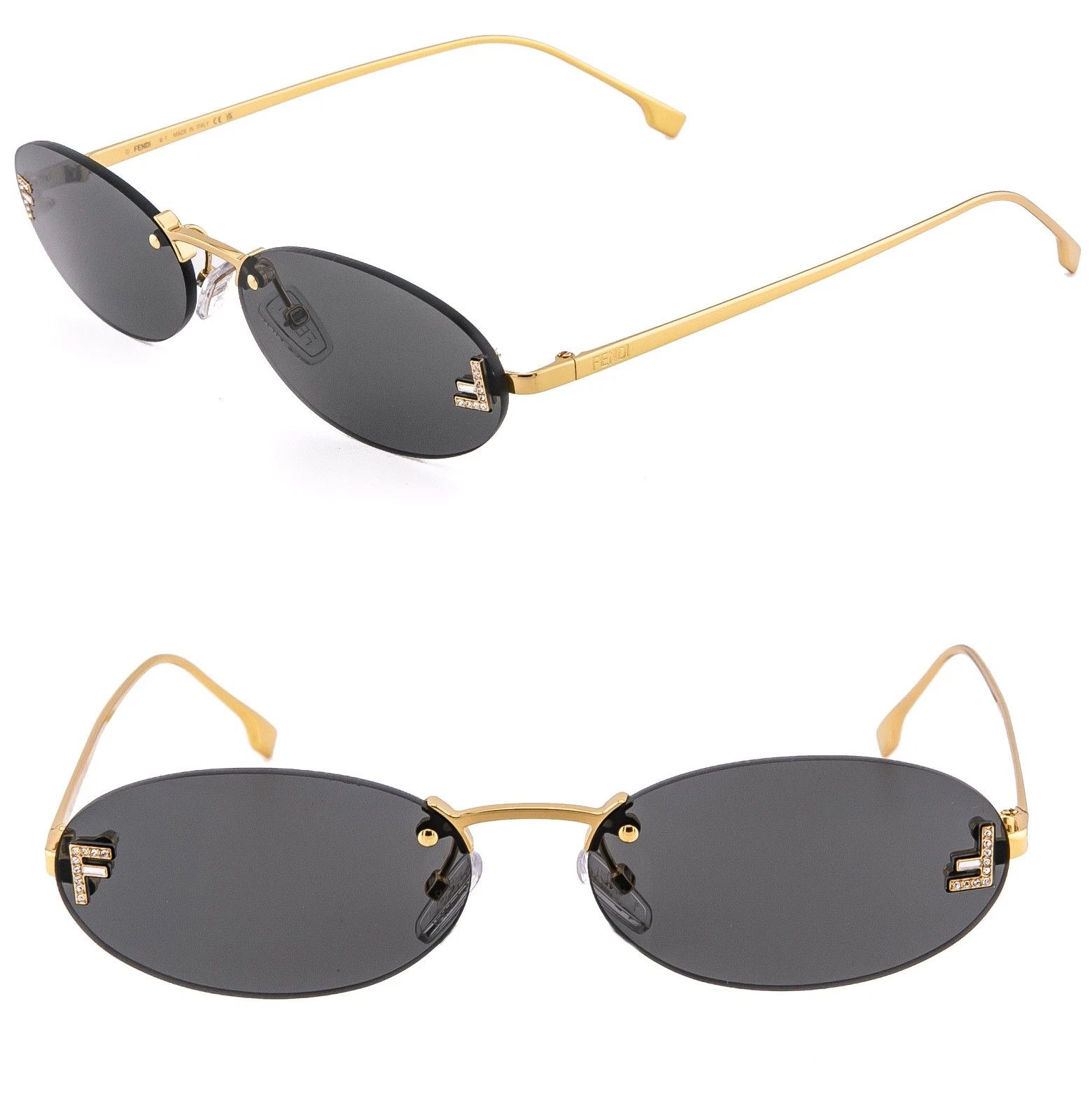 Fendi FENDI FE4075US FIRST 4075 Gold Black Narrow Crystal 30A Size ONE SIZE - 1 Thumbnail
