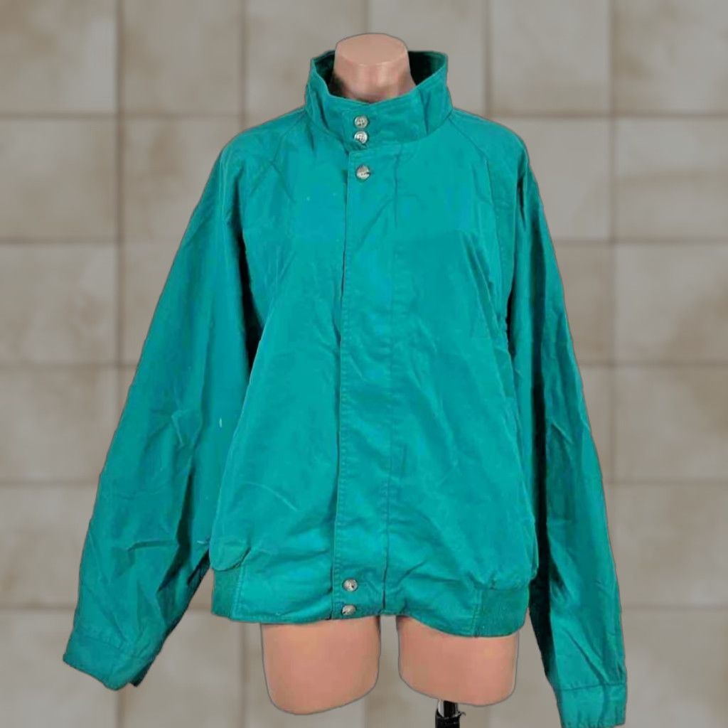 VTG Eddie Bauer Windbreaker Jacket Teal Green XL Mens Hipster 90s Bomber Softshell Polyester Blend Nylon Lining