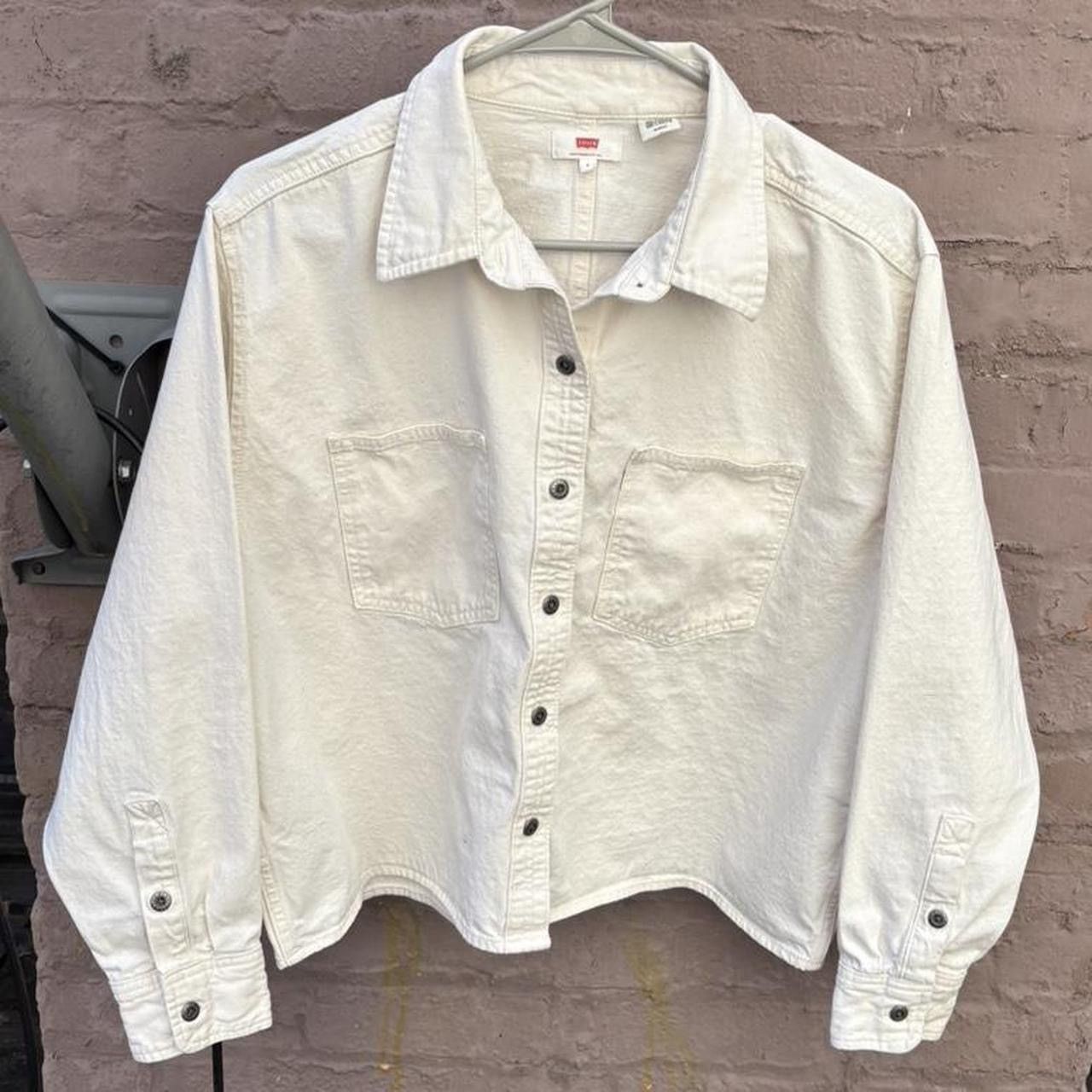 Levi's Early 2000s Levi's White Canvas Button Up Work Shirt Size US S / EU 44-46 / 1 - 1 Thumbnail