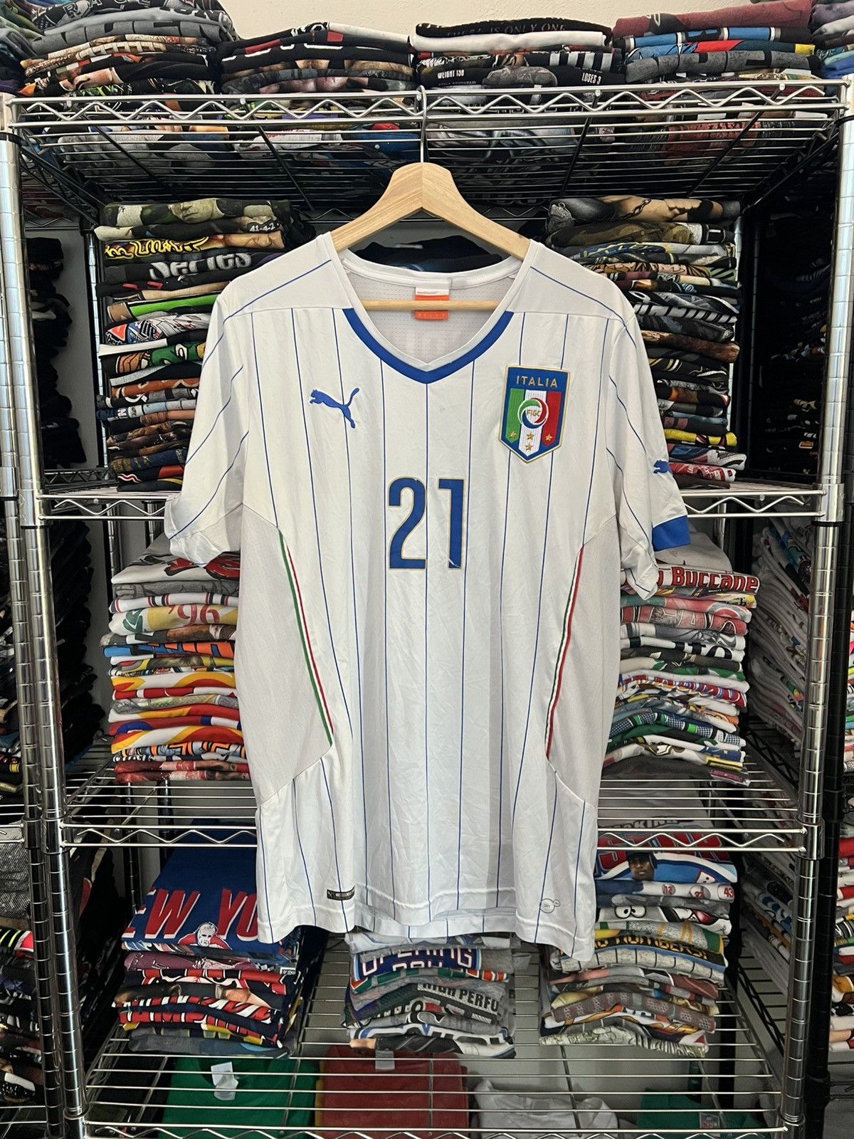 Puma 2014 Italy Andrea Pirlo Soccer World Cup Jersey Tradizione Size US L / EU 52-54 / 3 - 1 Thumbnail