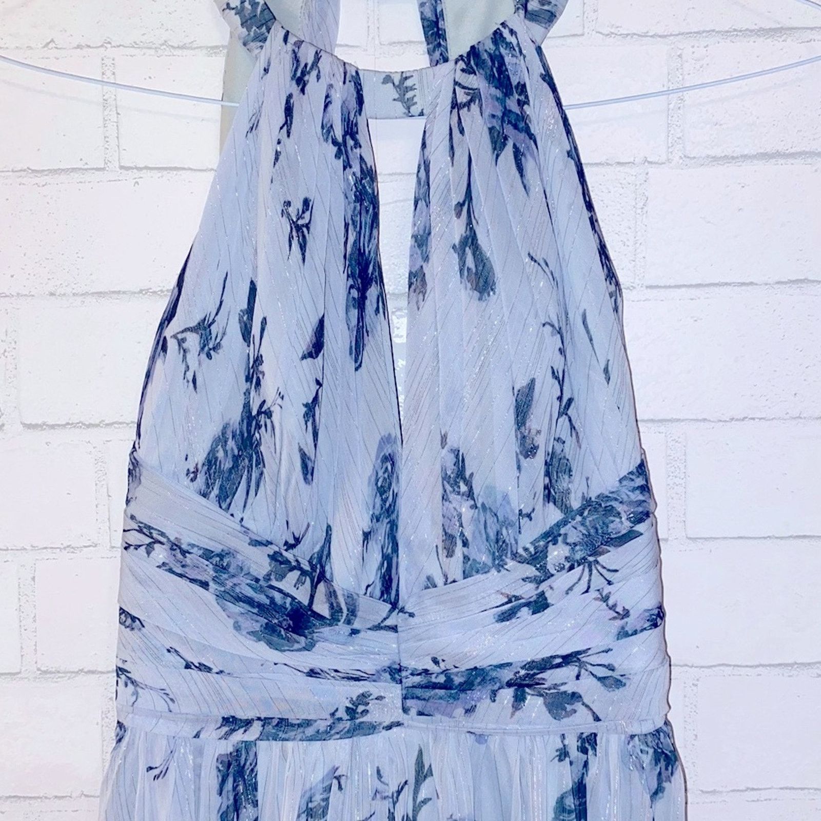 Marchesa Marchesa Notte $395 Carrara Blue Bridesmaid Floral Gown 6 Size M / US 6-8 / IT 42-44 - 4 Thumbnail