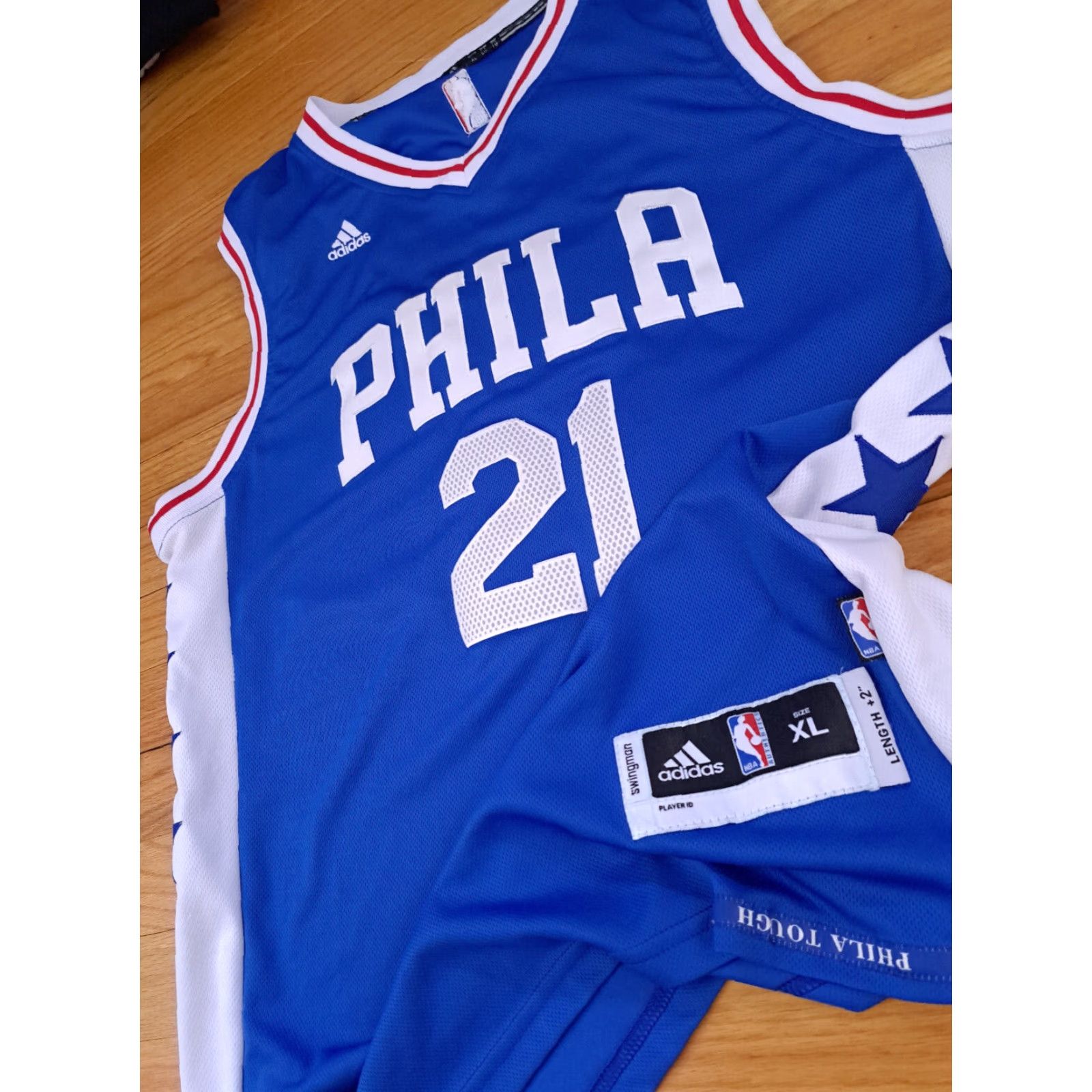Adidas adidas Philadelphia 76ers Joel Embiid Swingman Stitched Jersey XL Men Blue Pullover Sweatshirt Size US XL / EU 56 / 4 - 2 Thumbnail
