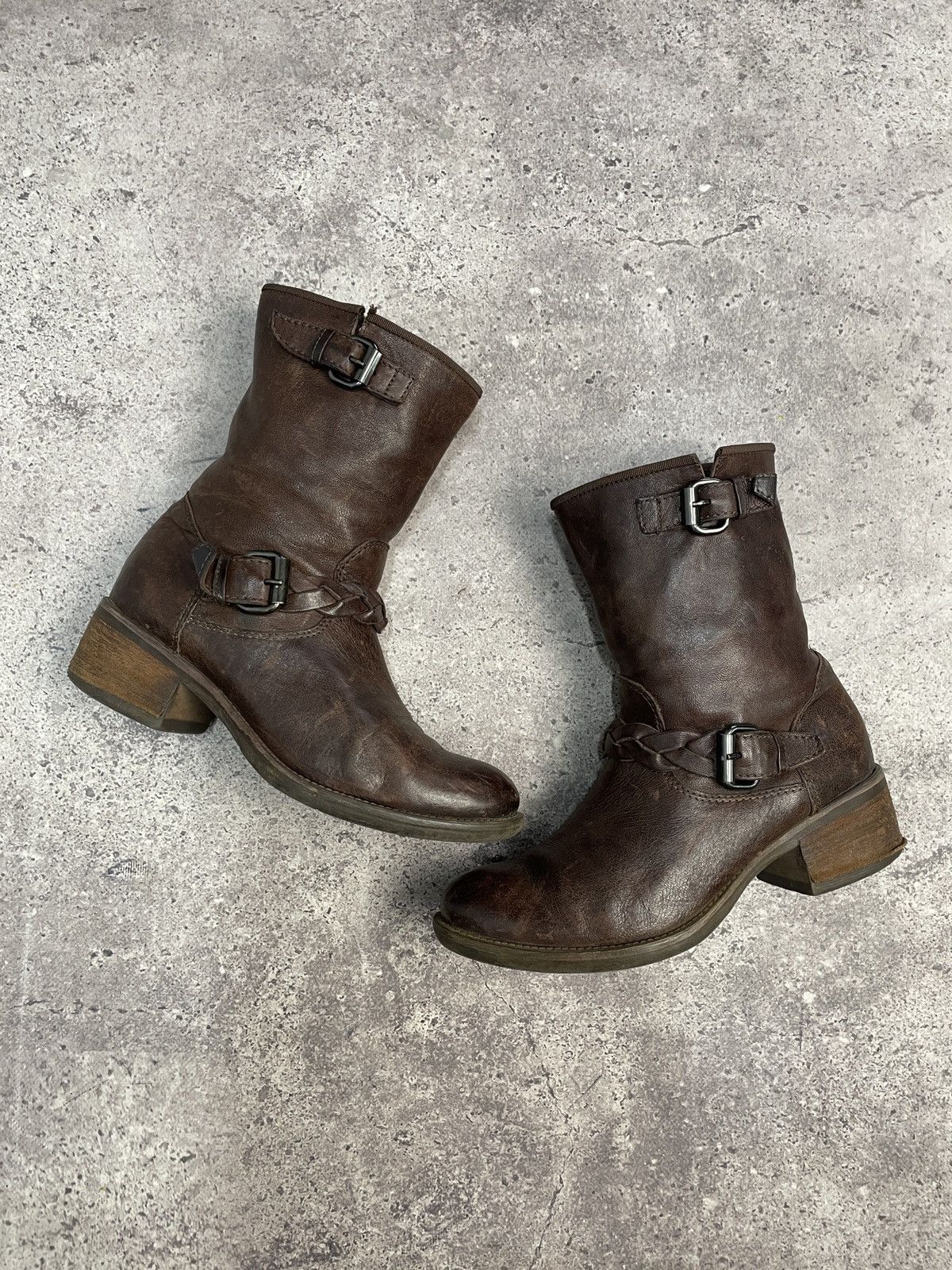 If Six Was Nine Vintage Italian AS98 Heel Leather Biker Boots In Dark Red Size US 8 / IT 38 - 2 Thumbnail