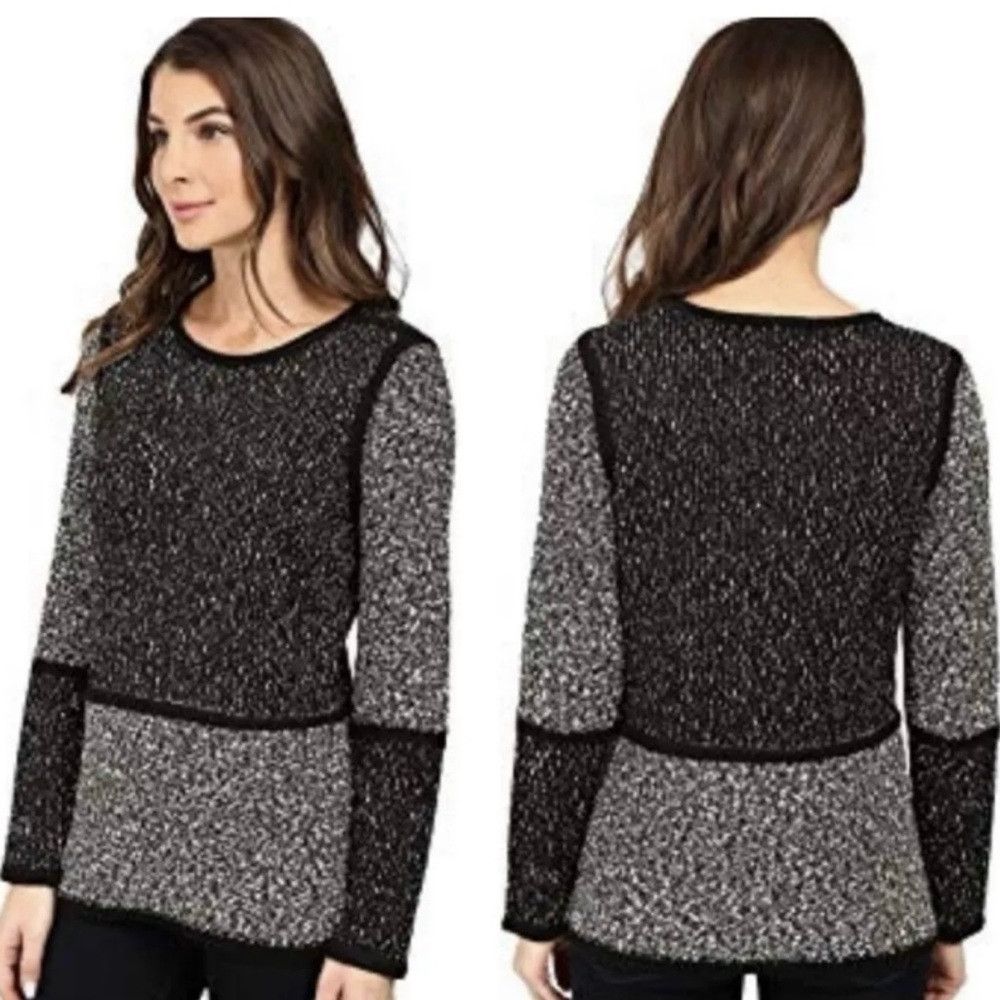 Calvin Klein Calvin Klein Colorblock Black Grey Cotton Blend Sweater Siz Size L / US 10 / IT 46 - 1 Thumbnail