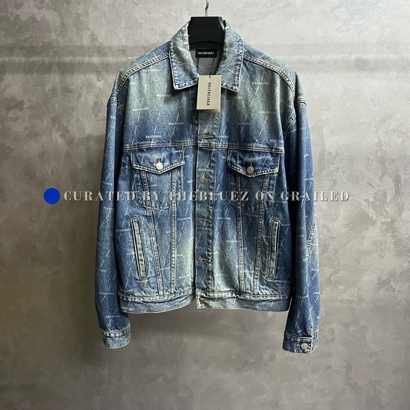 Balenciaga Balenciaga Denim Blue Logo Print Jacket Size US M / EU 48-50 / 2 - 1 Thumbnail