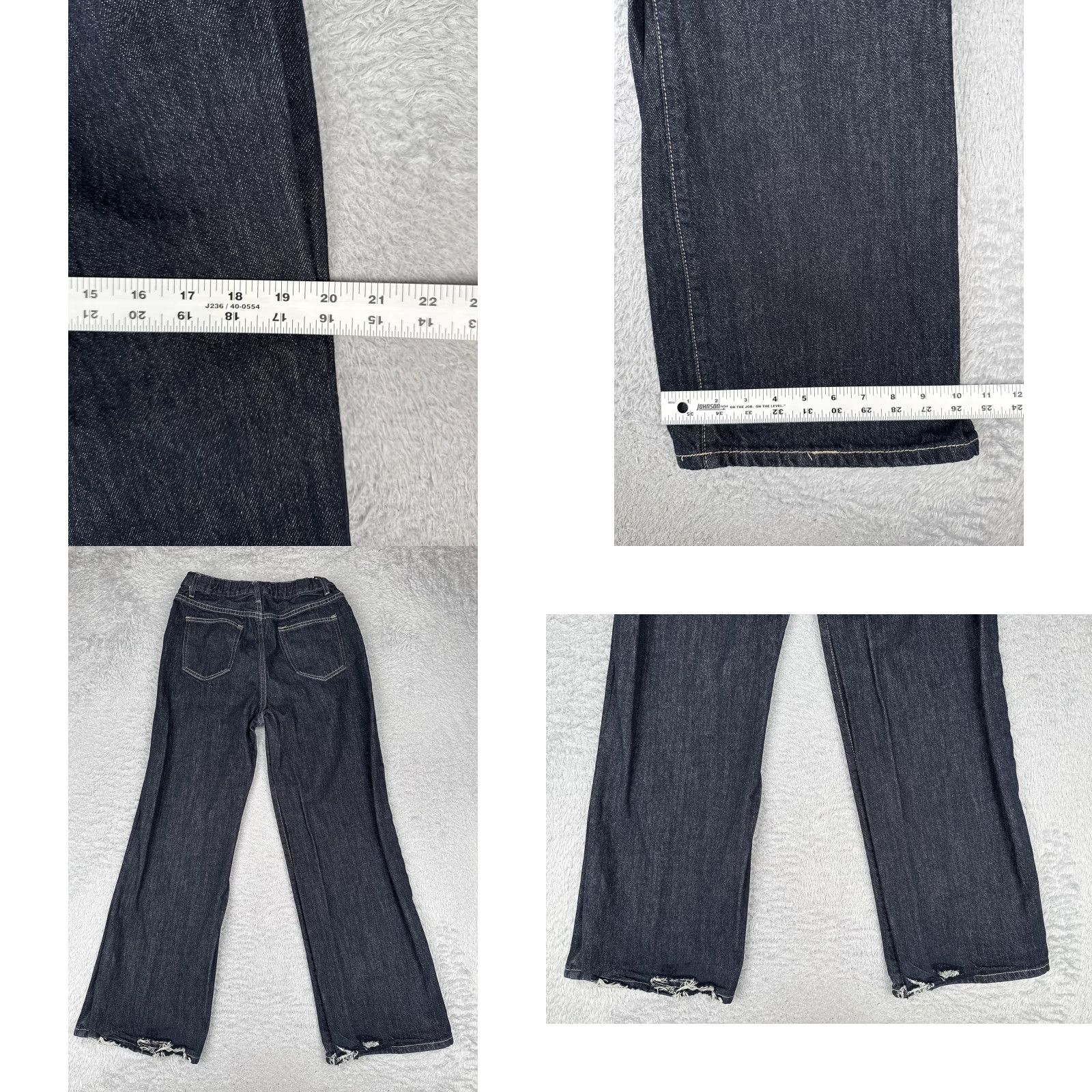 Vintage Womens Jeans 26x29 Blue High Rise Straight Elastic Waist Distressed Denim Dark Size 26" / US 2 / IT 38 - 9 Thumbnail