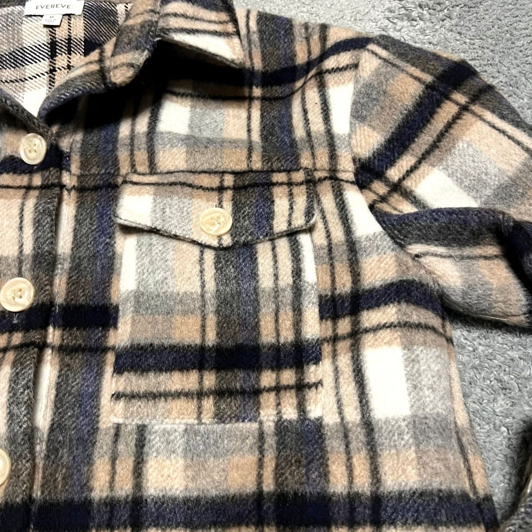 Vintage VINTAGE? Evereve Simone Plaid Shacket Women Medium Soft Brushed Fleece Button Down Jacket Shirt Womens Brown M Size M / US 6-8 / IT 42-44 - 2 Thumbnail
