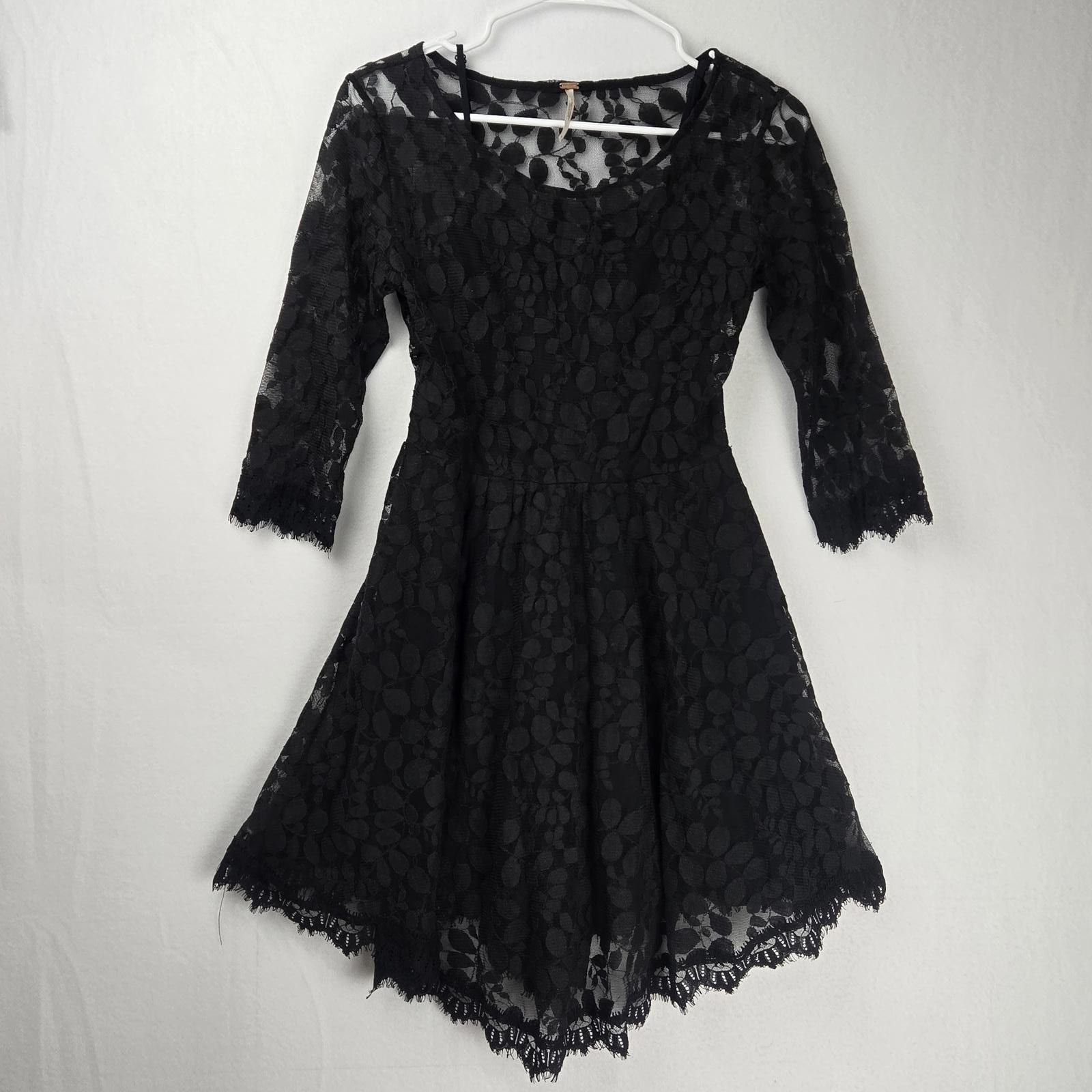 Free People Free People Black Lace Dress 3/4 Sleeves Size 4 Size S / US 4 / IT 40 - 2 Thumbnail