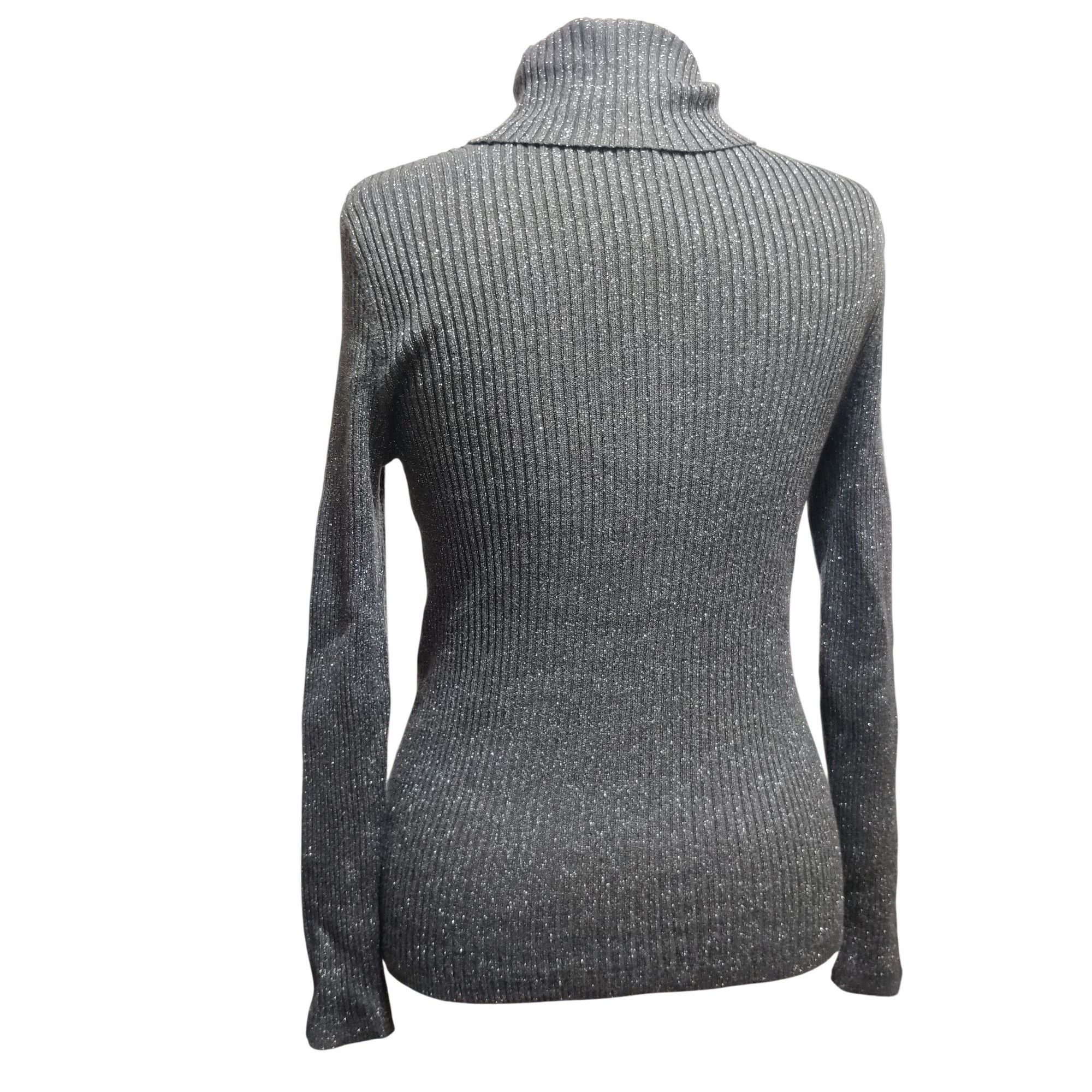 Other 212 Collection L Womens Gray Sweater Turtleneck Ribbed Metal Size L / US 10 / IT 46 - 3 Thumbnail