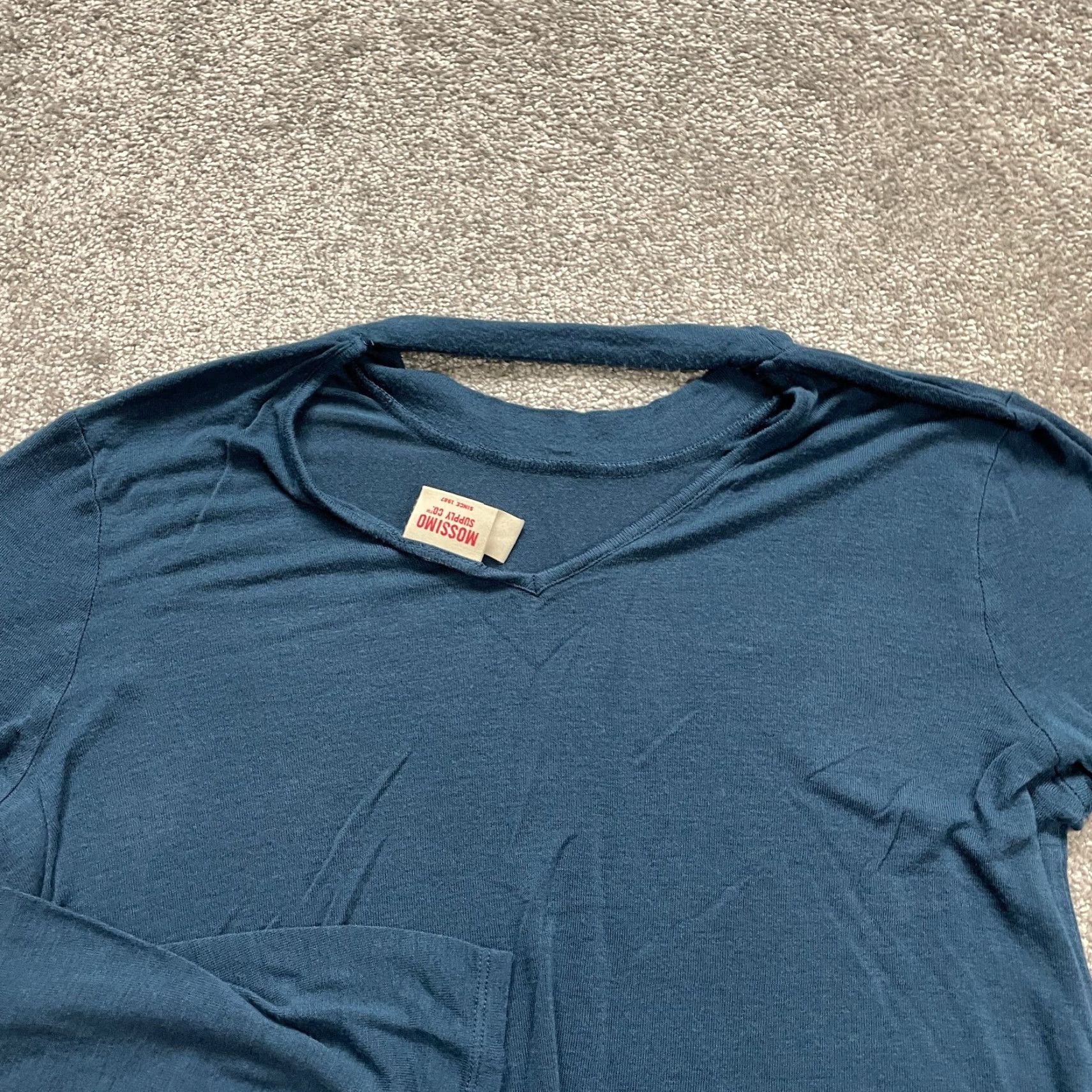 Mossimo Mossimo Women's Blouse Large Blue Long Sleeve Crew Neck Pullover Stretch Top Size L / US 10 / IT 46 - 3 Thumbnail
