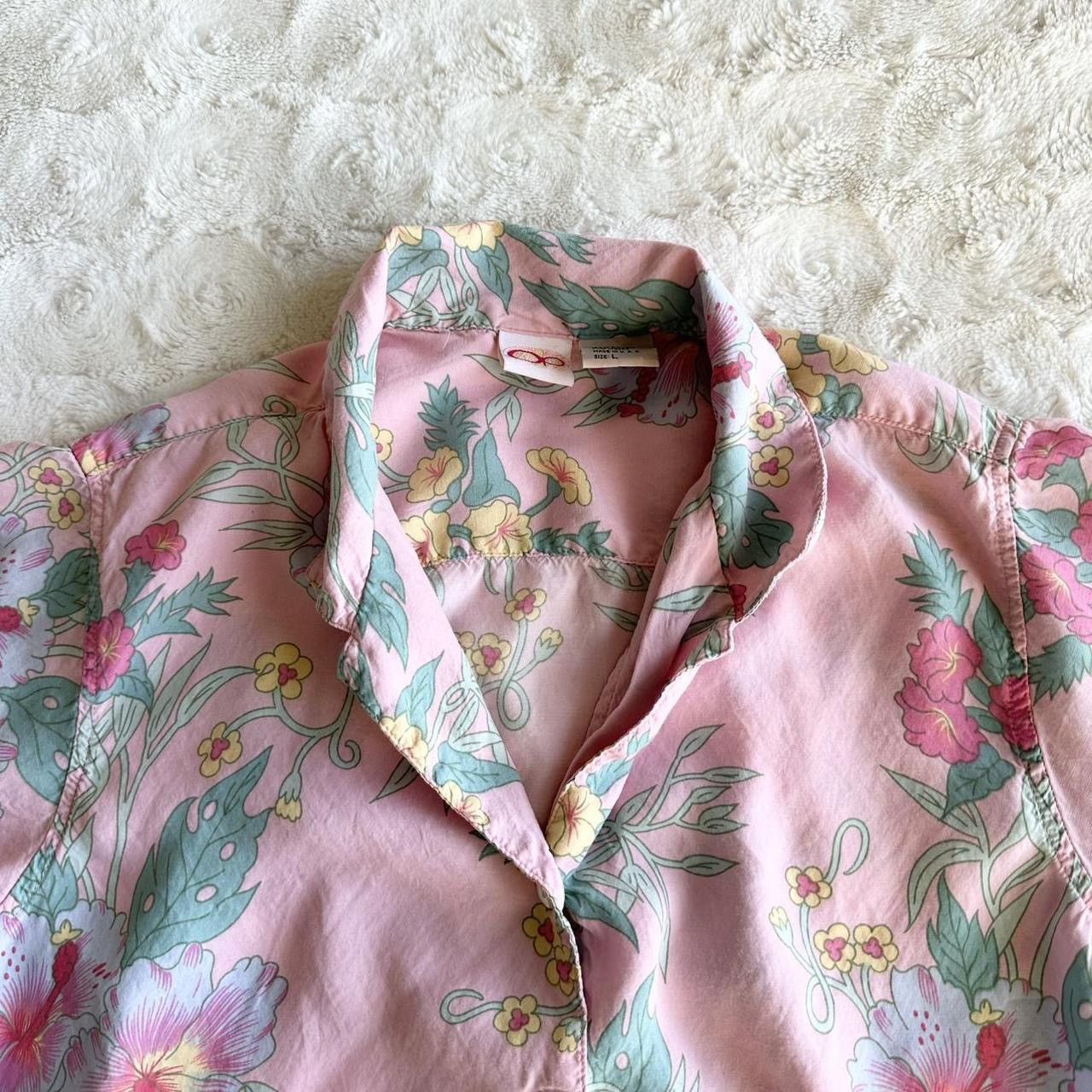 Ocean Pacific Vintage Ocean Pacific Hawaiian Shirt Womens L Pink Floral Size L / US 10 / IT 46 - 3 Thumbnail