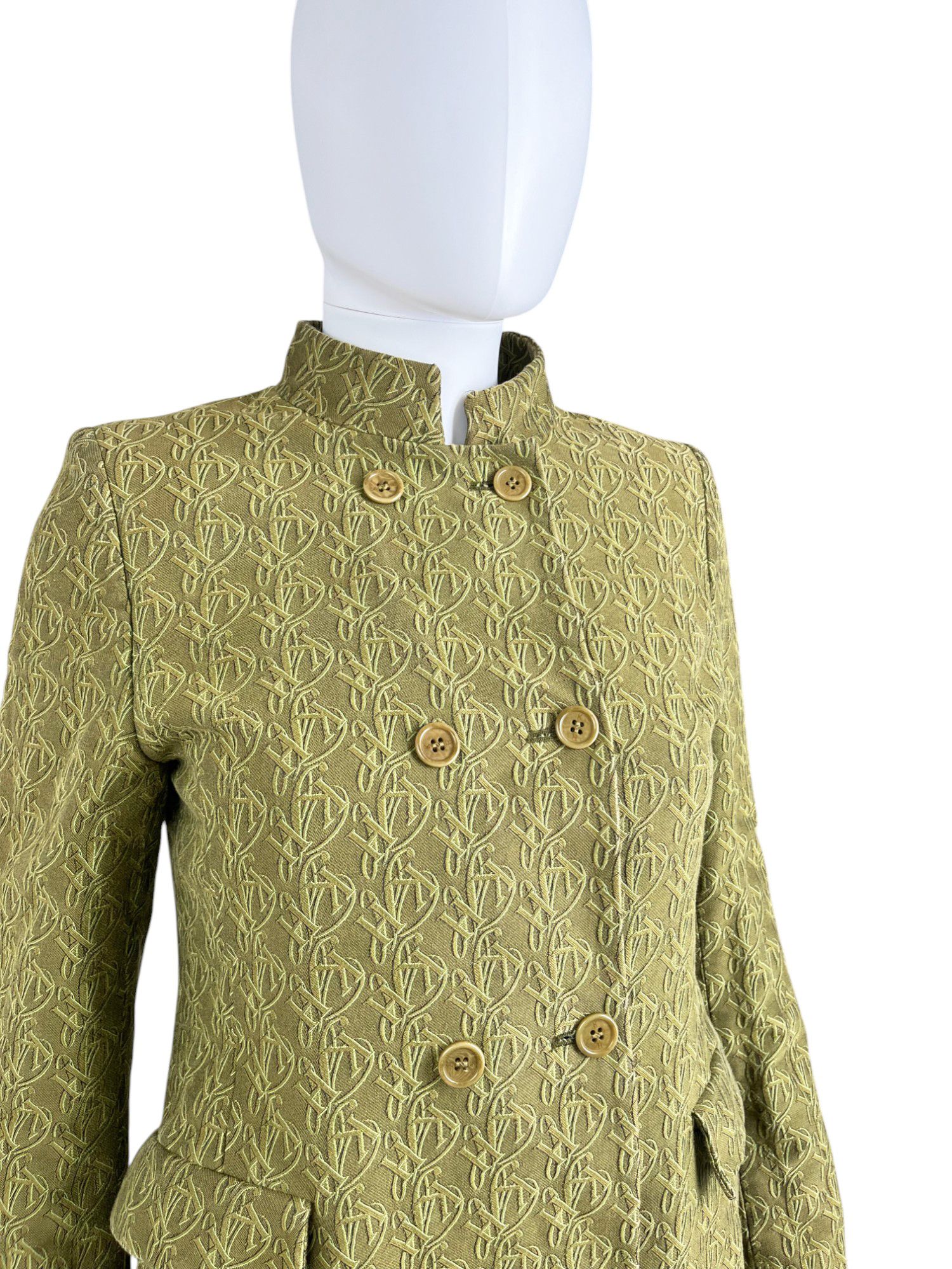 Katharine Hamnett London 1990's Green Cotton Double Breasted Coat Size M / US 6-8 / IT 42-44 - 4 Thumbnail