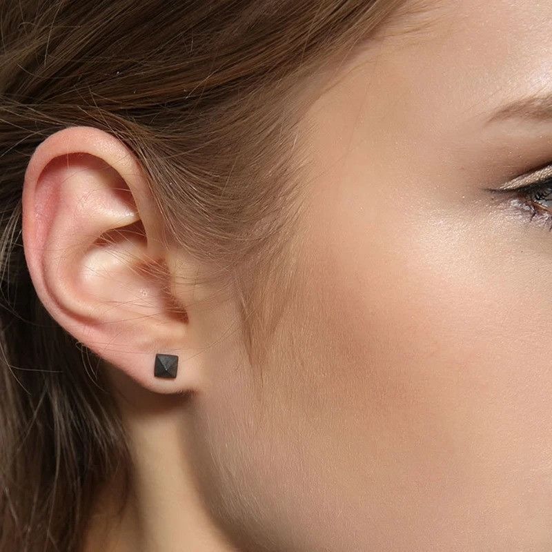 Jewelry Minimalist Pyramid Stud Earrings 925 Sterling Ear Charm Size ONE SIZE - 2 Thumbnail