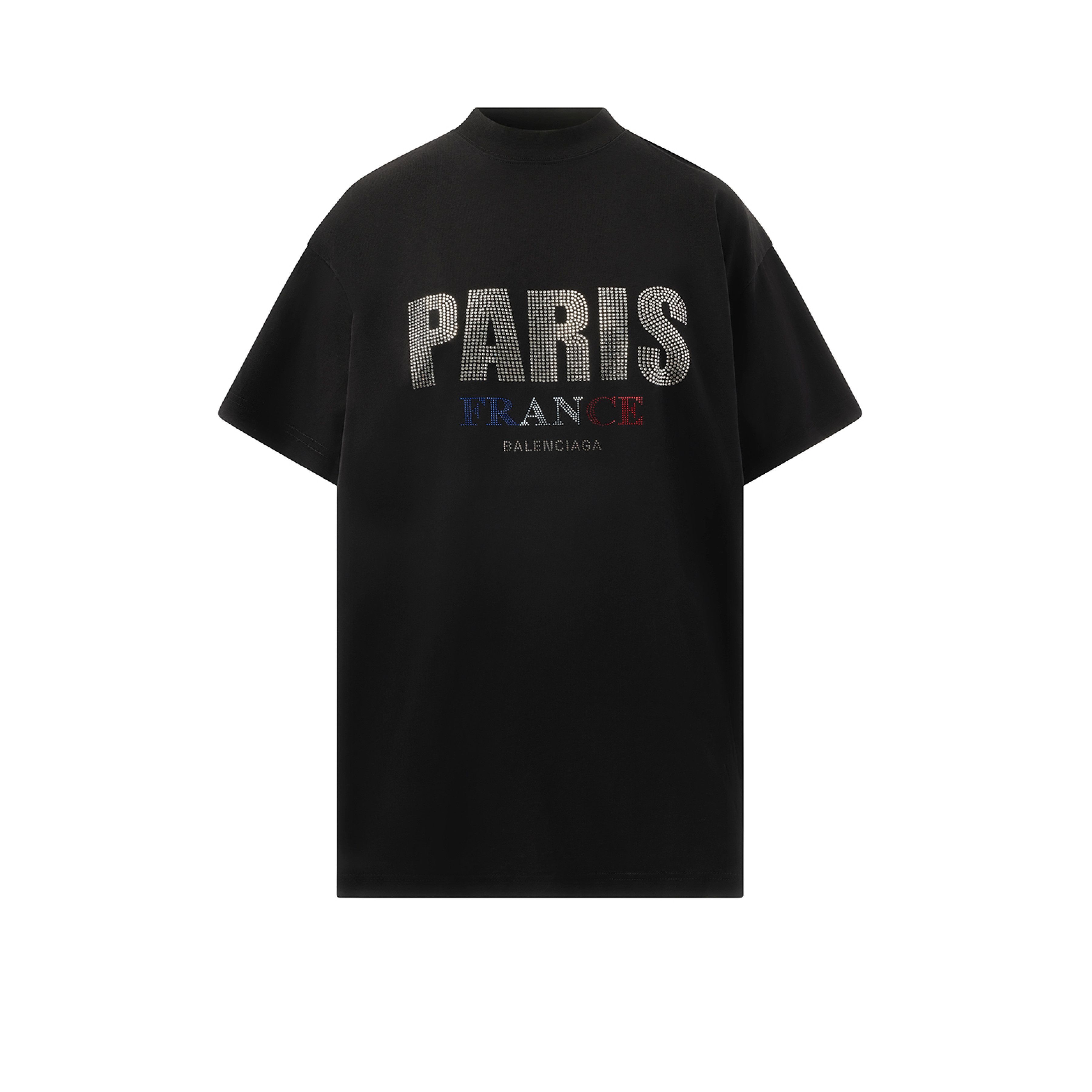 Balenciaga o1tr1nto0326 Paris Strass Oversized T-Shirt in Black Size S / US 4 / IT 40 - 1 Thumbnail