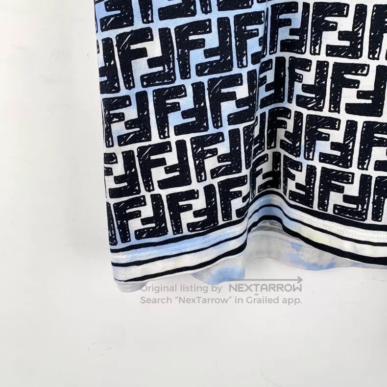 Fendi Fendi Blue Striped Logo Letter All-Over Print Cotton Crewn Size M / US 6-8 / IT 42-44 - 4 Thumbnail