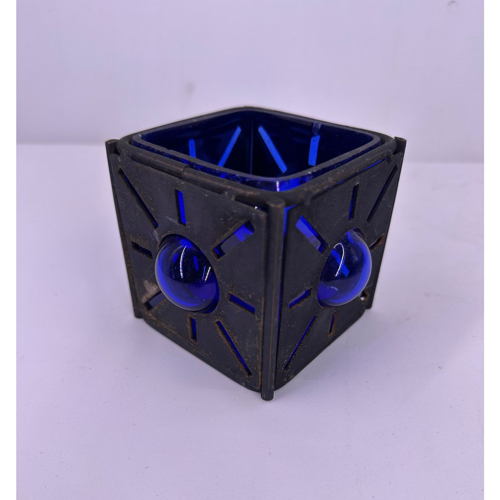 & Other Stories Vintage Thick 3" X 3" Square Cobalt Blue Glass CandleHolder Size ONE SIZE - 5 Thumbnail