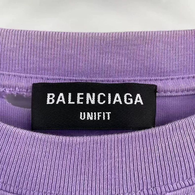 Balenciaga Balenciaga Eggplant Purple Ripped Letter Short Sleeve Size US XXS / EU 40 - 3 Thumbnail