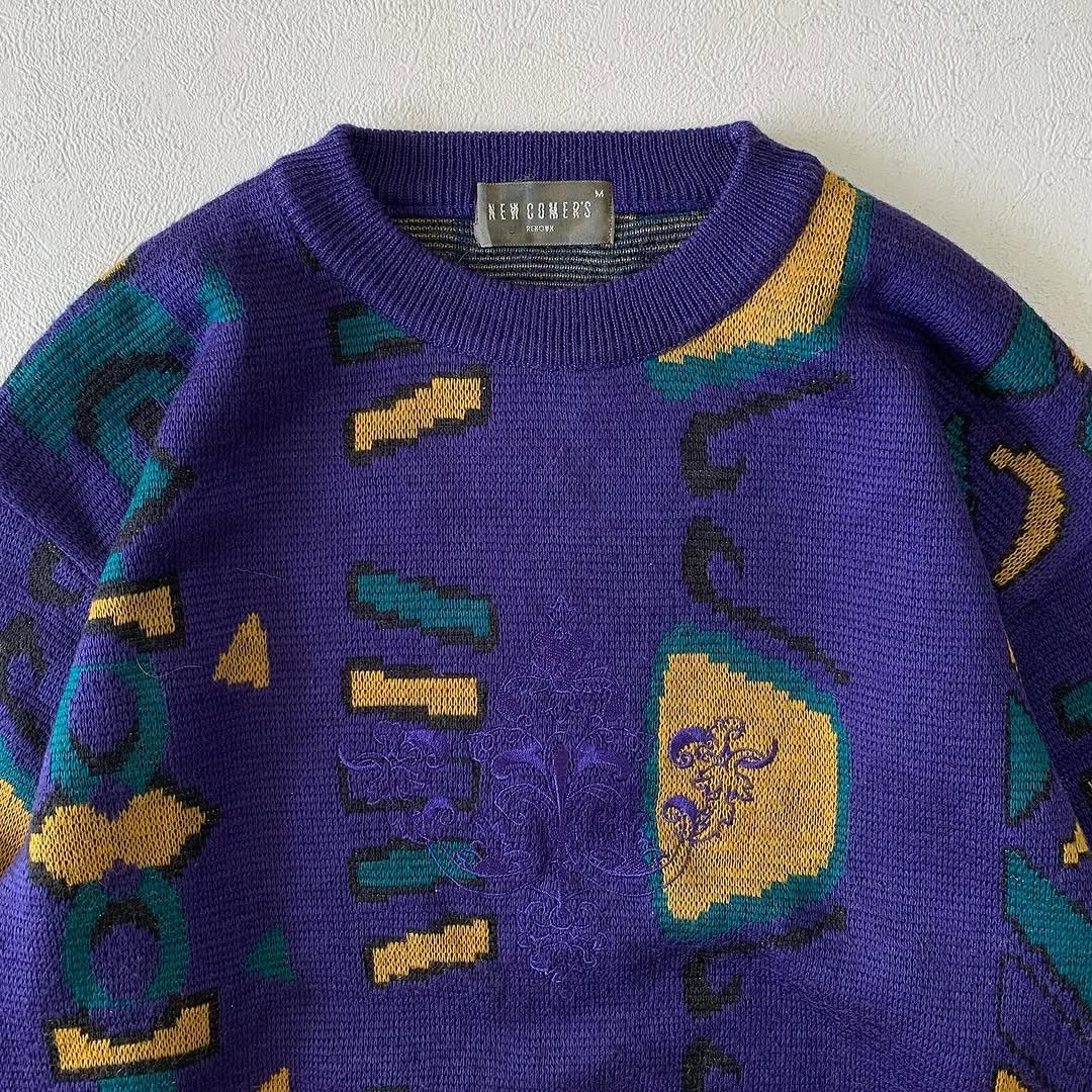 Vintage Vintage 90s Asbtrac Pattern Knitwear Size US M / EU 48-50 / 2 - 2 Thumbnail