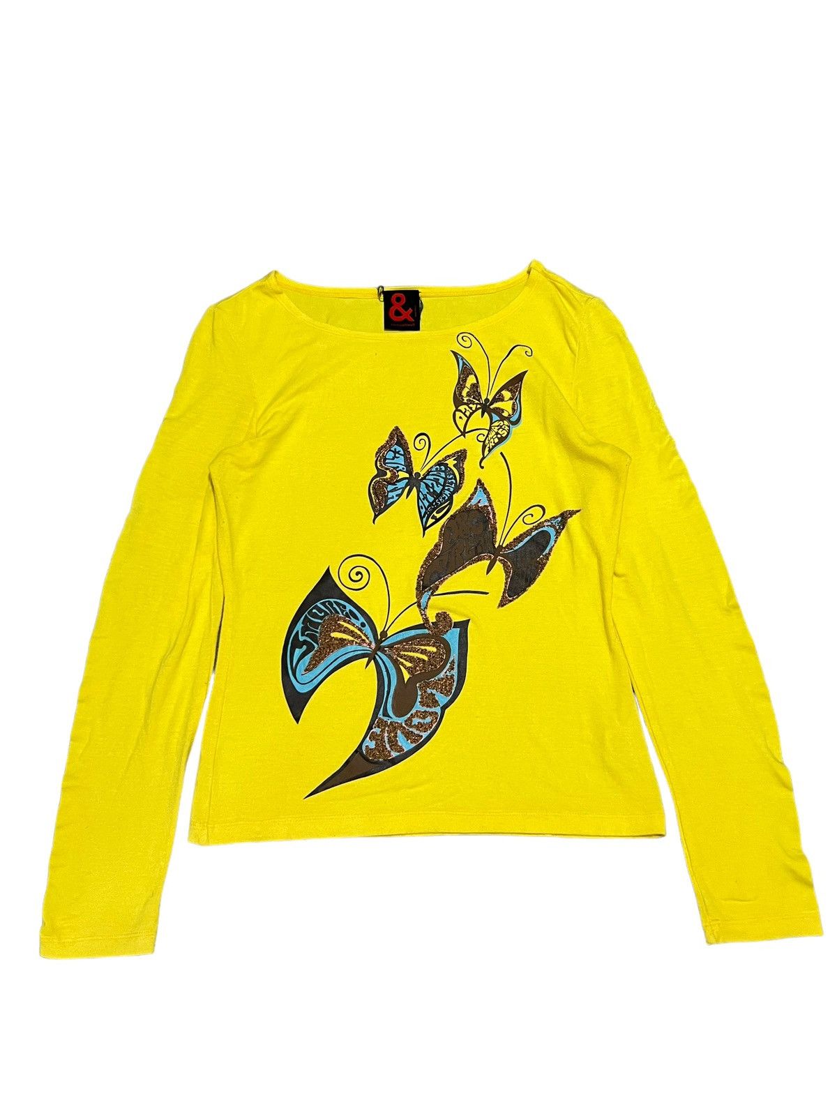 image of Dolce Gabbana 90’S Dolce & Gabbana Butterfly Print Top in Yellow, Men's (Size XS)