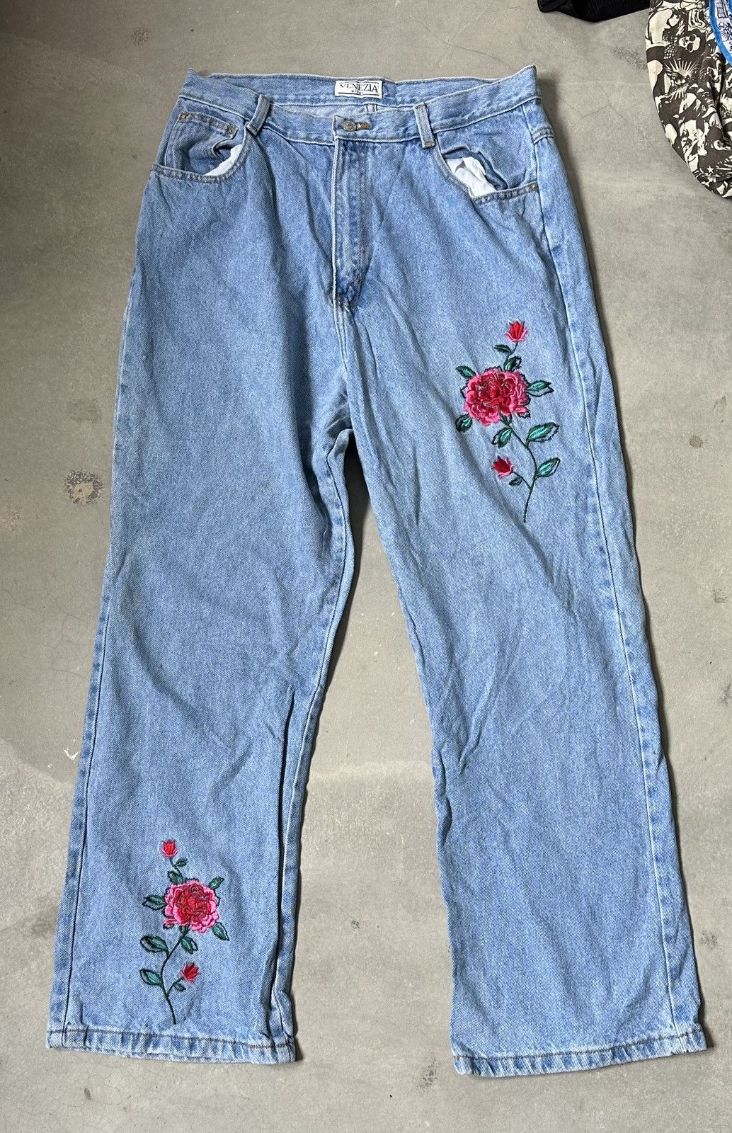 Barena Venezia VINTAGE VENEZIA ITALIA EMBROIDERY ROSES DENIM PANT Size US 34 / EU 50 - 1 Thumbnail