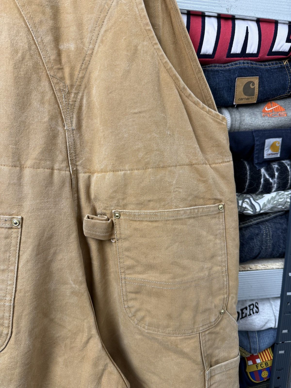 Carhartt Vintage 90s Carhartt Overalls Tan Cotton Canvas Baggy Wide Size US 34 / EU 50 - 13 Thumbnail