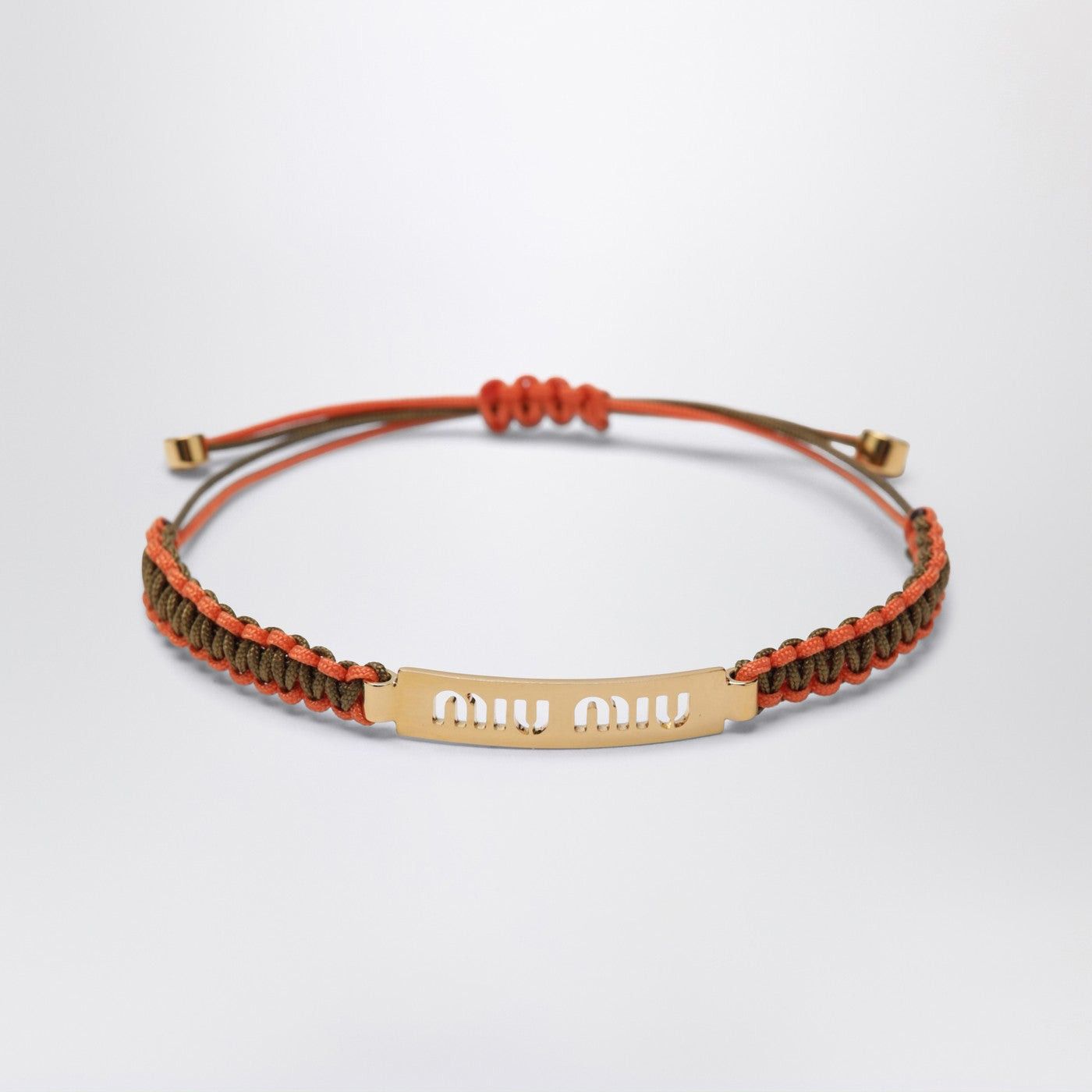 Miu Miu Miu Miu Olive Green/Orange Braided Cord Bracelet Size ONE SIZE - 1 Thumbnail