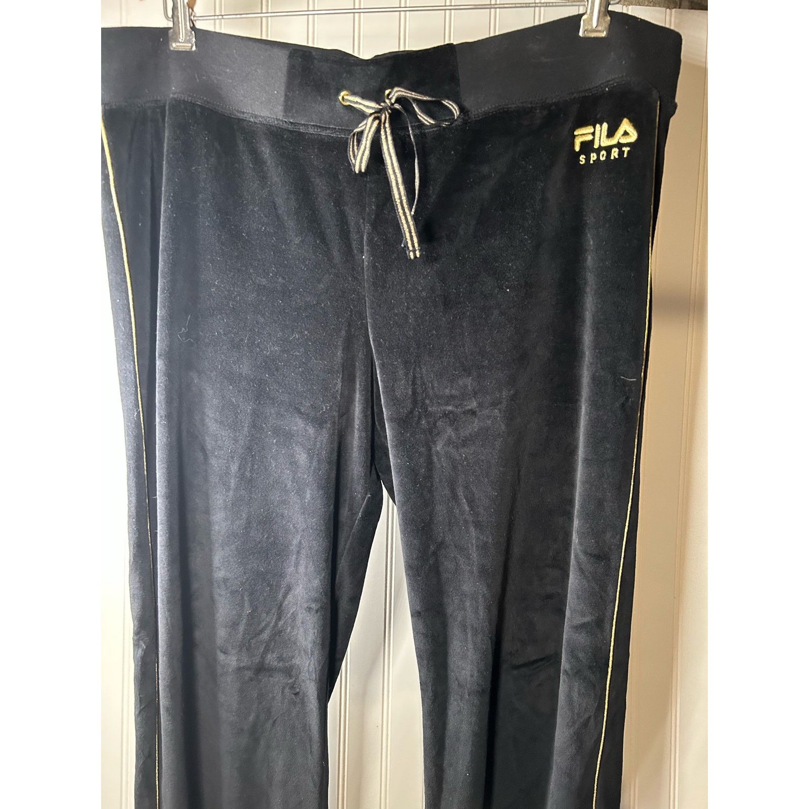 Fila Fila Sport Track Pants Black Velour XL 90’s Vintage Size 36" / US 14 / IT 50 - 2 Thumbnail