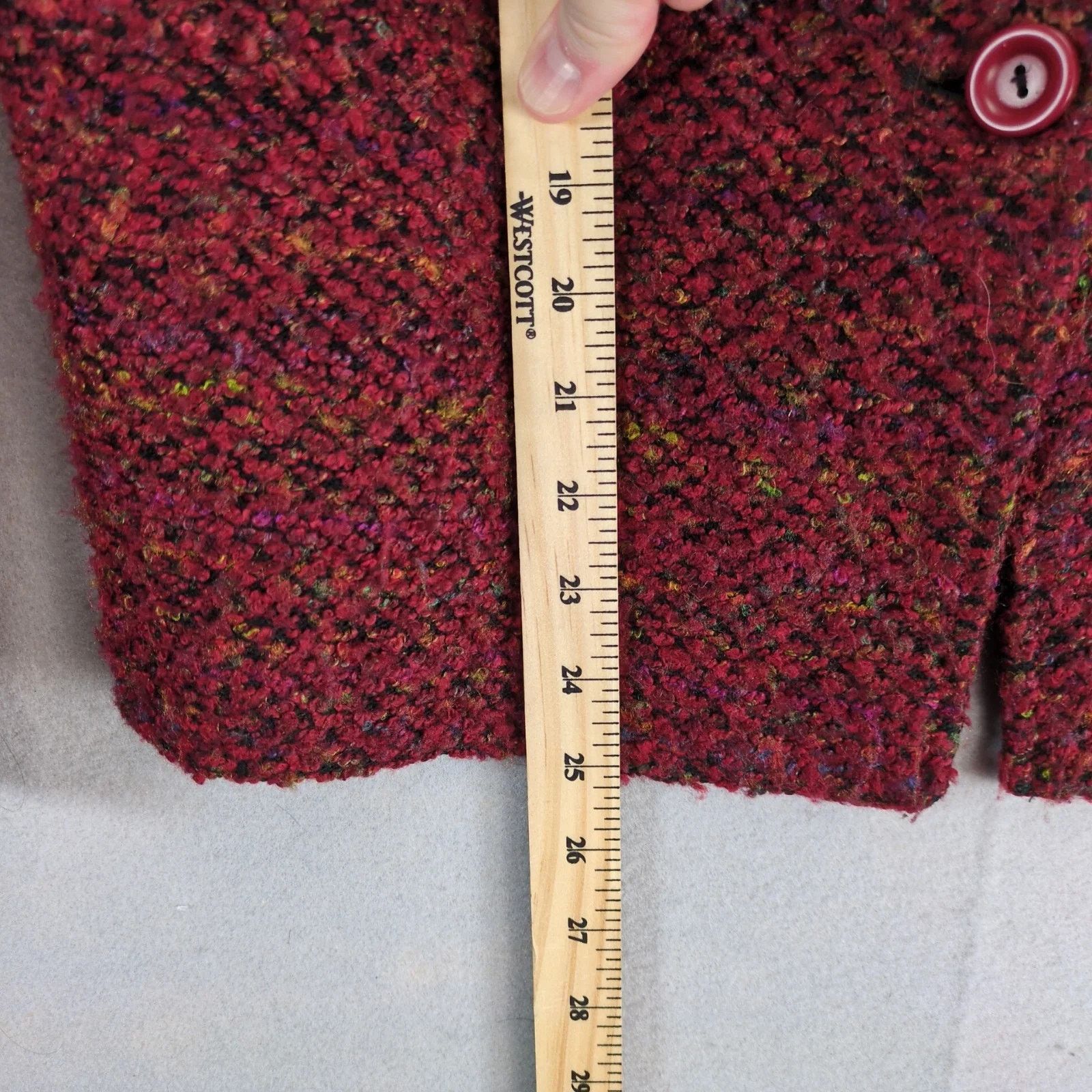 Vintage Sag Harbor Burgundy Tweed Pea Coat Women's 14 Lined Size XL / US 12-14 / IT 48-50 - 7 Thumbnail